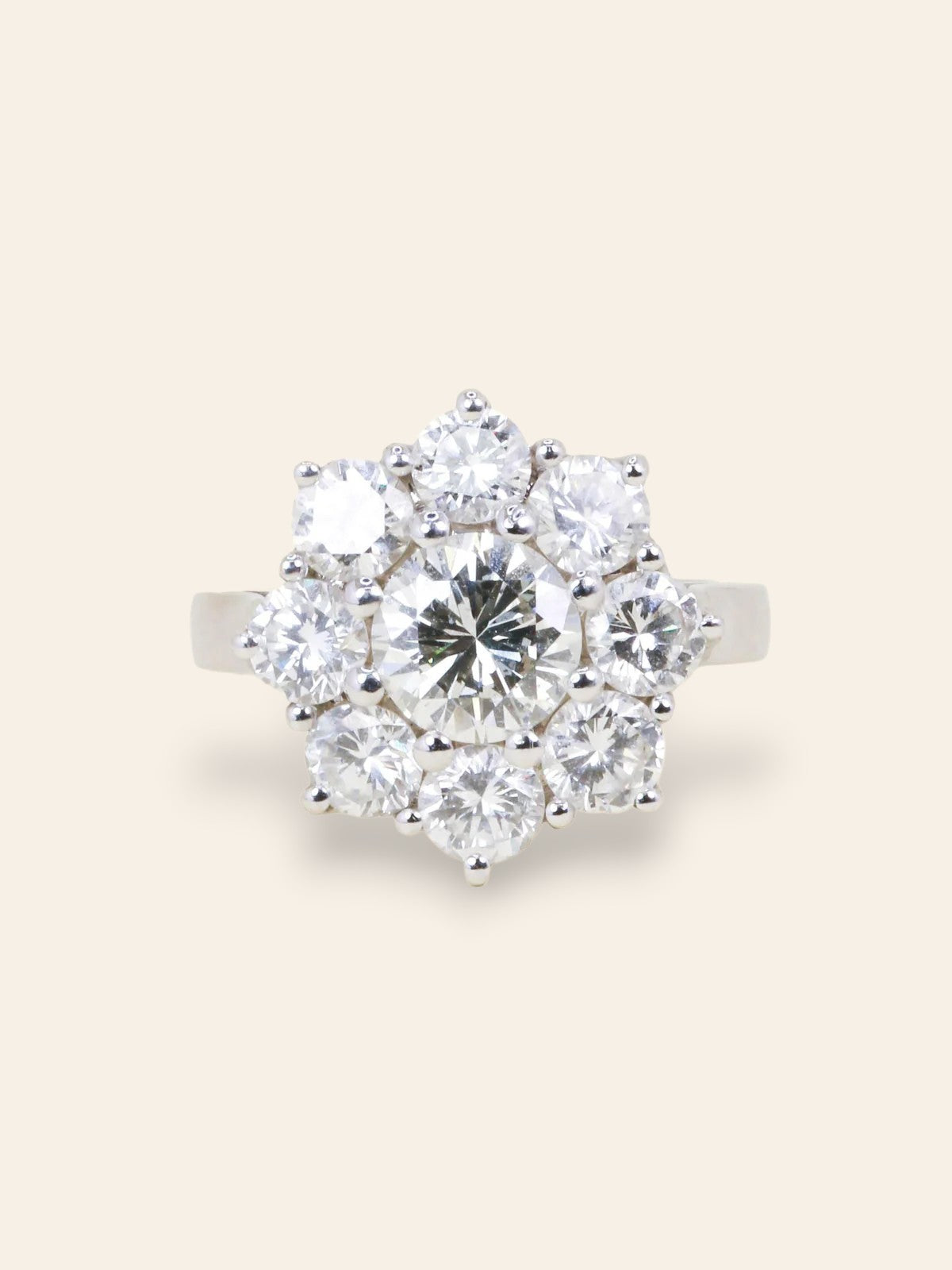 Bague marguerite or blanc diamants 3,90 carats