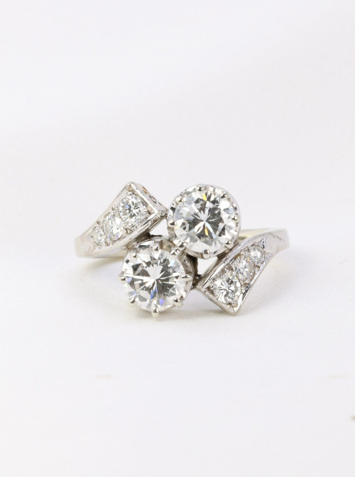 Bague toi et moi vintage en or et diamants 1.6 ct