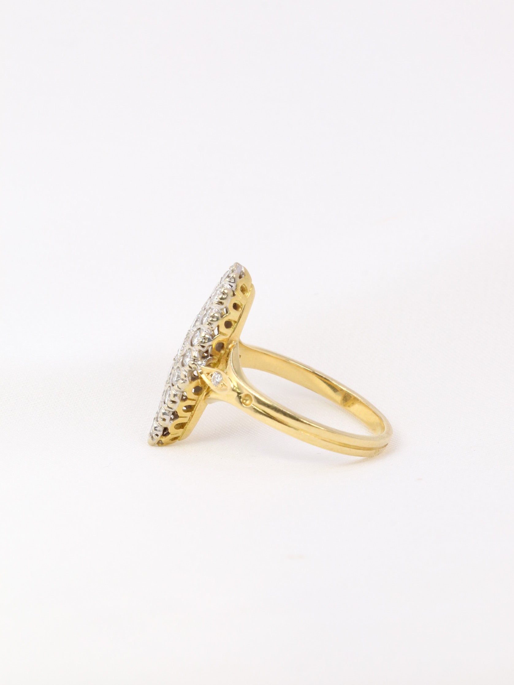 Bague marquise vintage or diamants