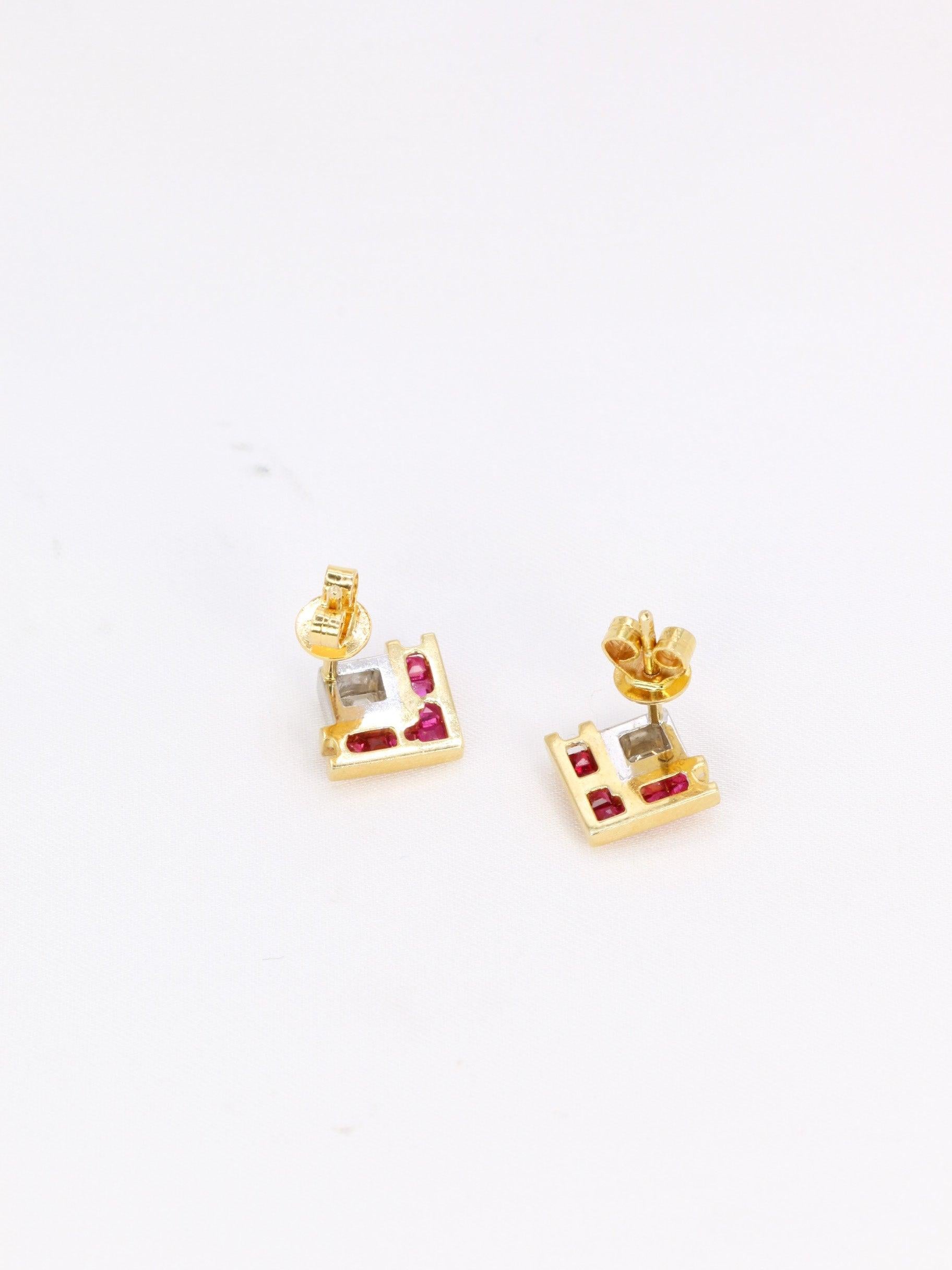 Boucles d’oreilles vintage diamants rubis