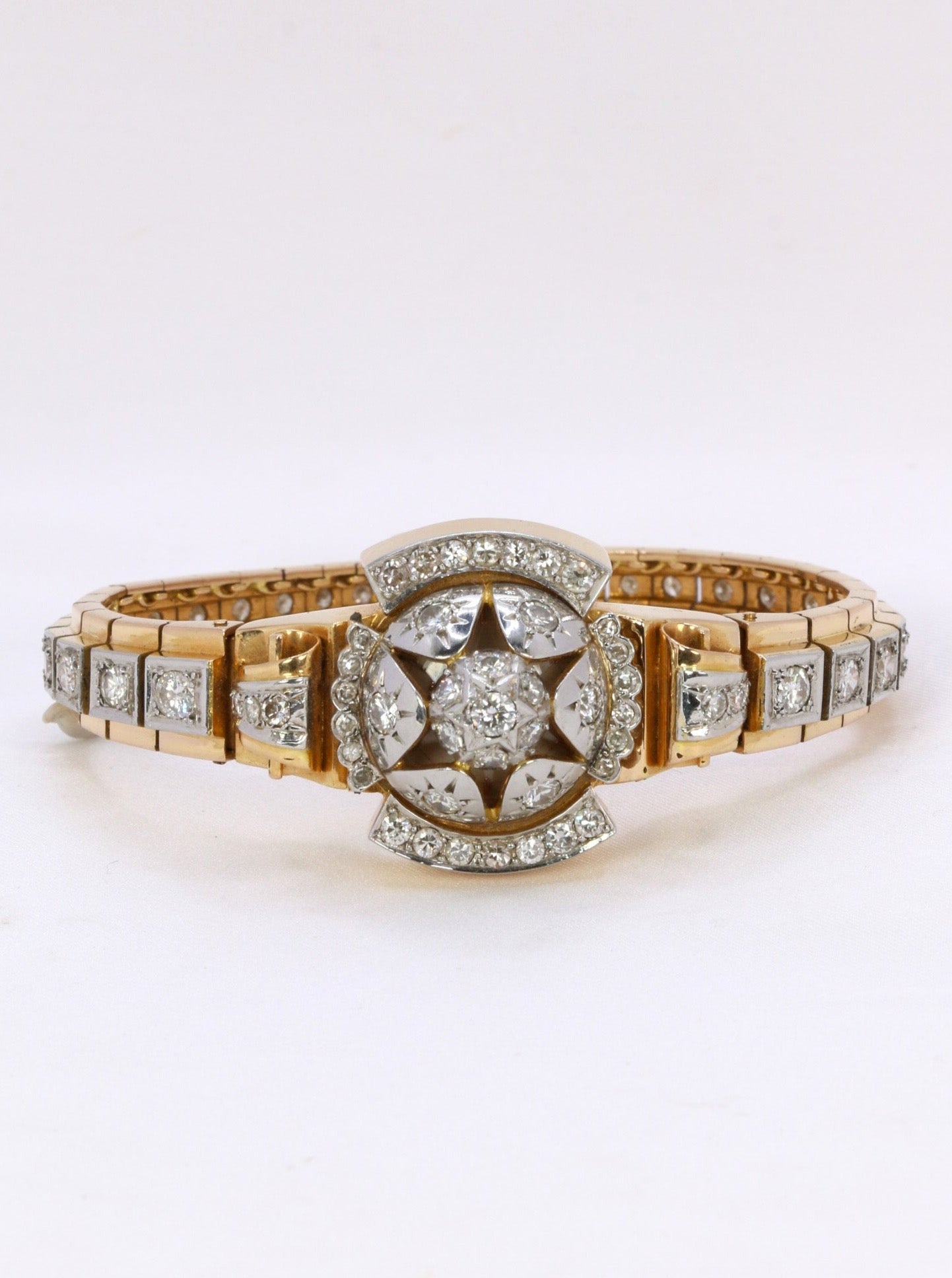 Bracelet Montre vintage en or jaune et diamants, 1950