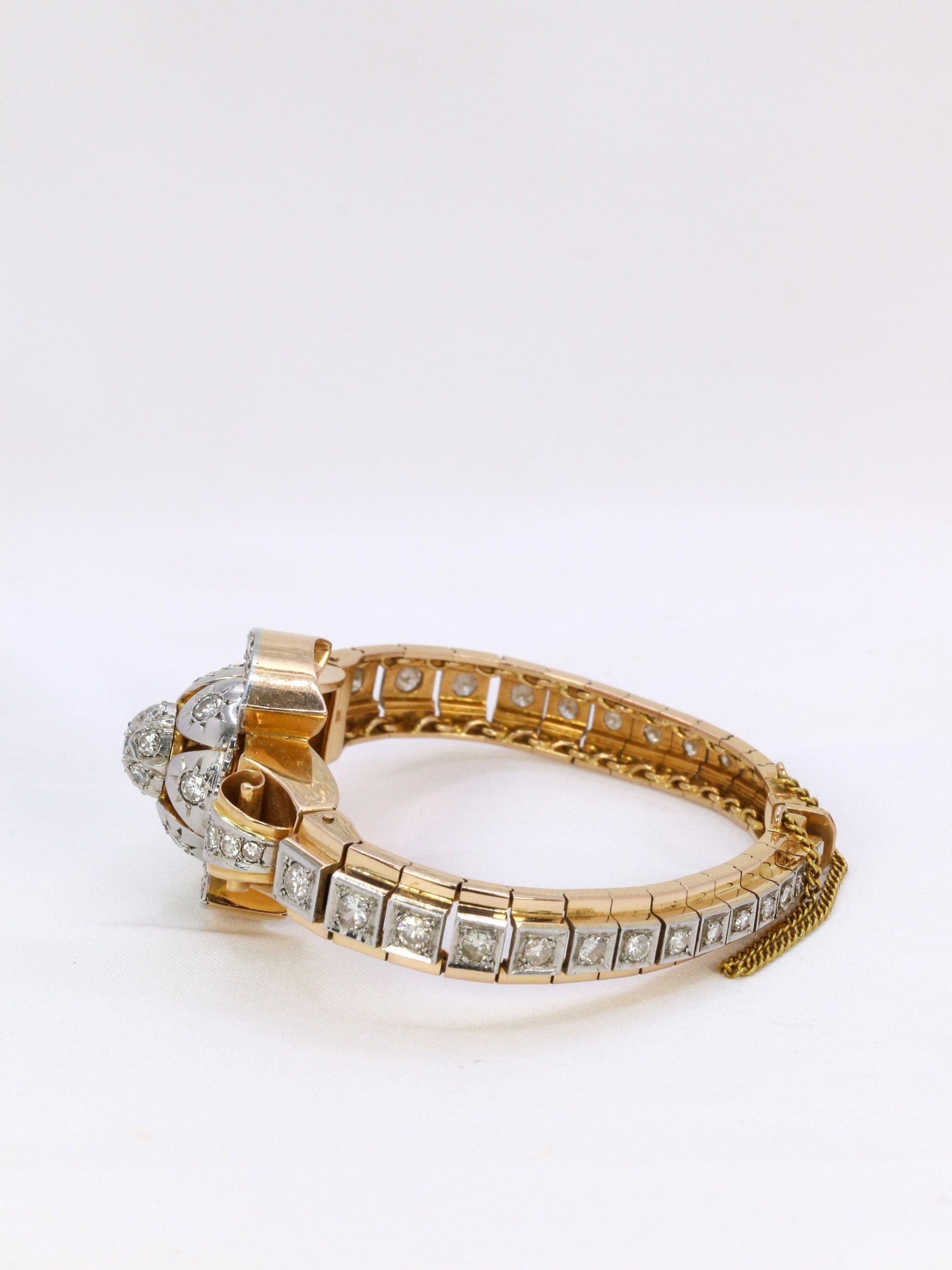 Bracelet Montre vintage en or jaune et diamants, 1950