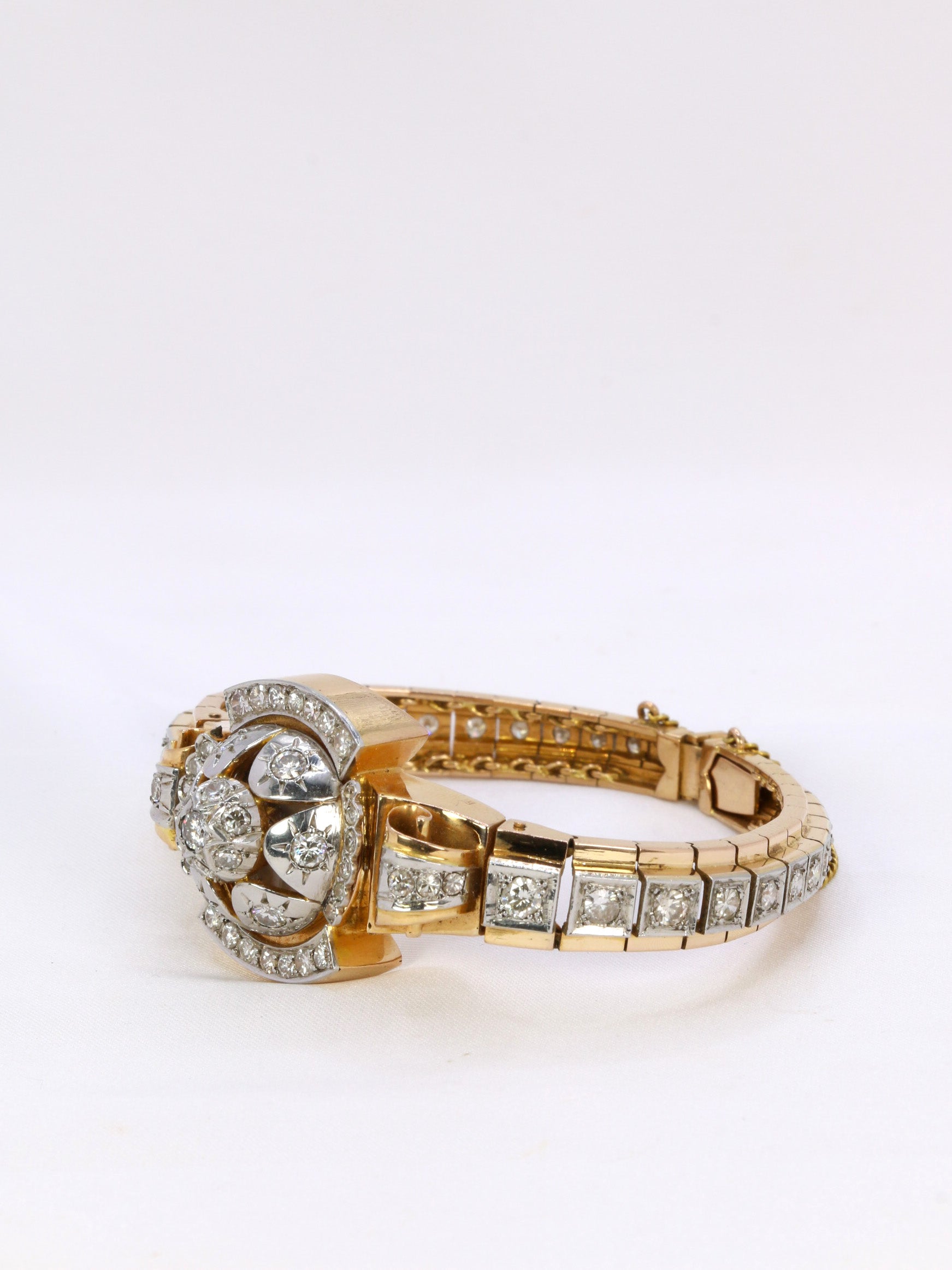 Bracelet Montre vintage en or jaune et diamants, 1950