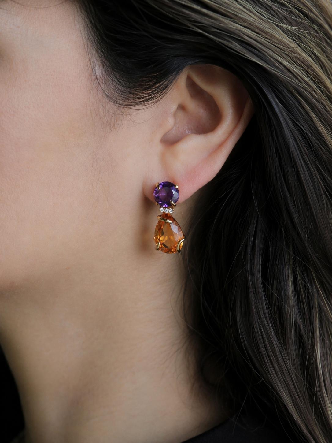CHANEL Boucles d'oreilles "Venitien" amethyste citrine diamant