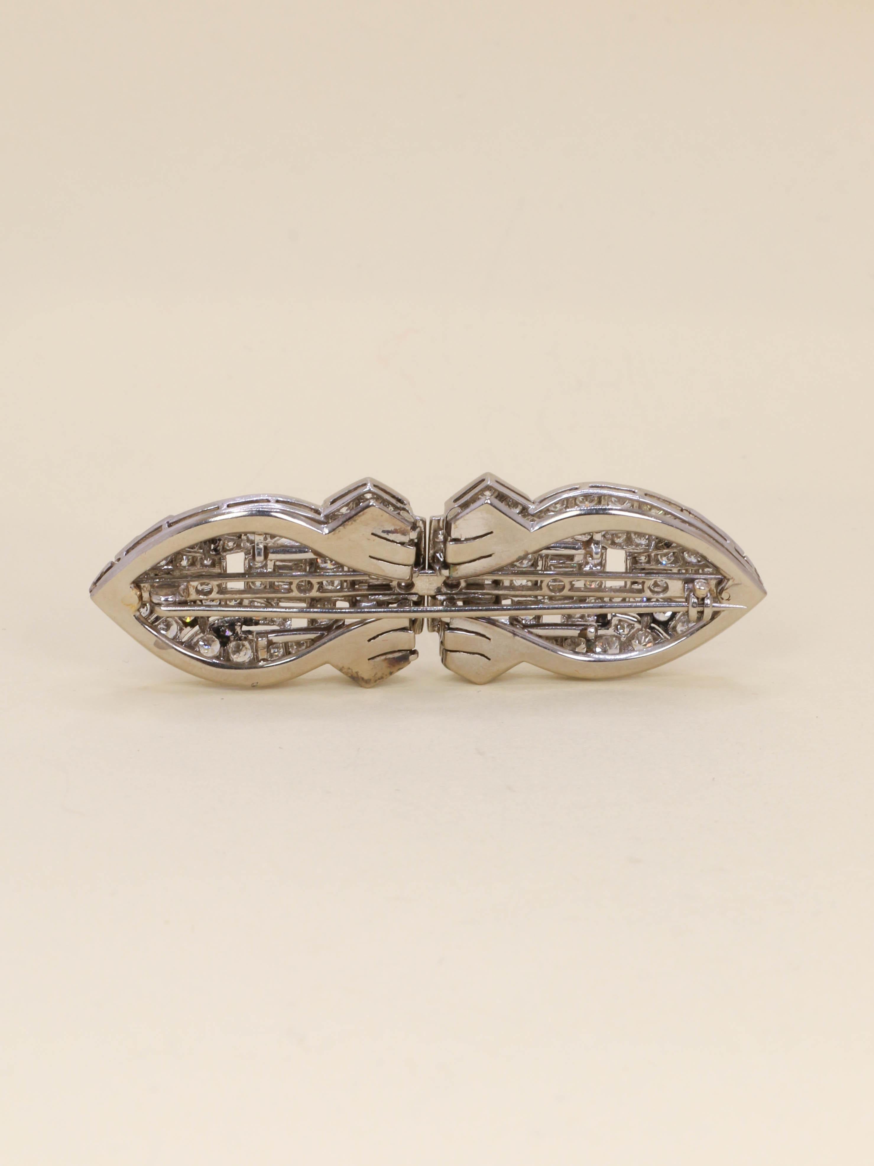 Double clip or blanc diamants - Années 1940