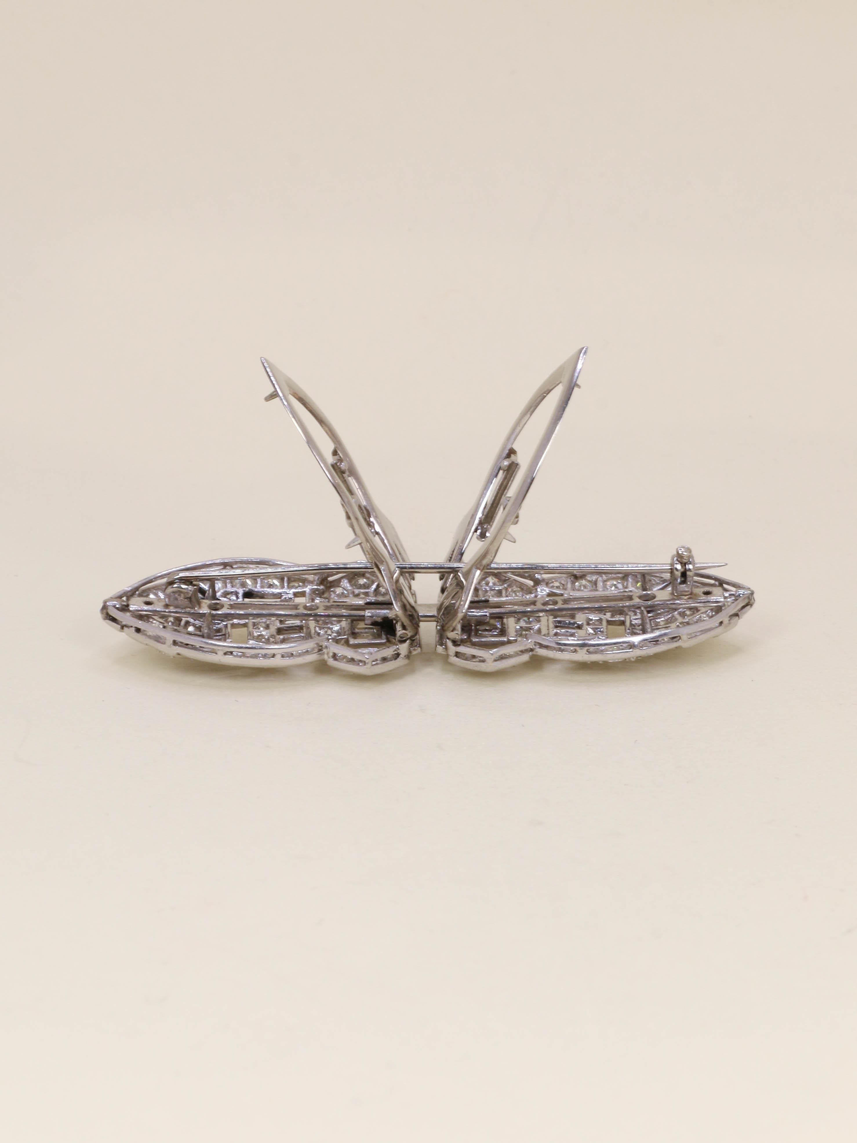 Double clip or blanc diamants - Années 1940