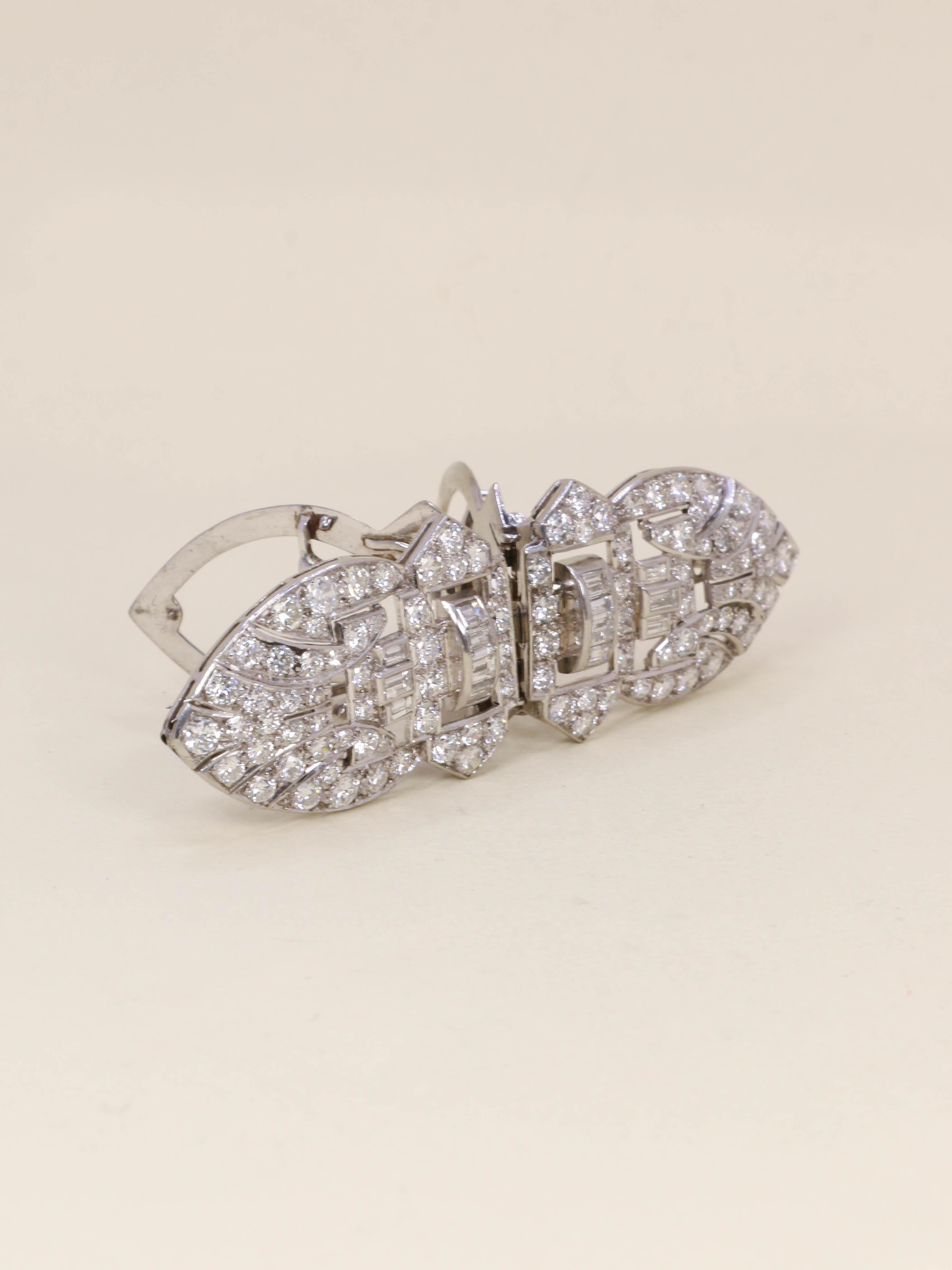 Double clip or blanc diamants - Années 1940