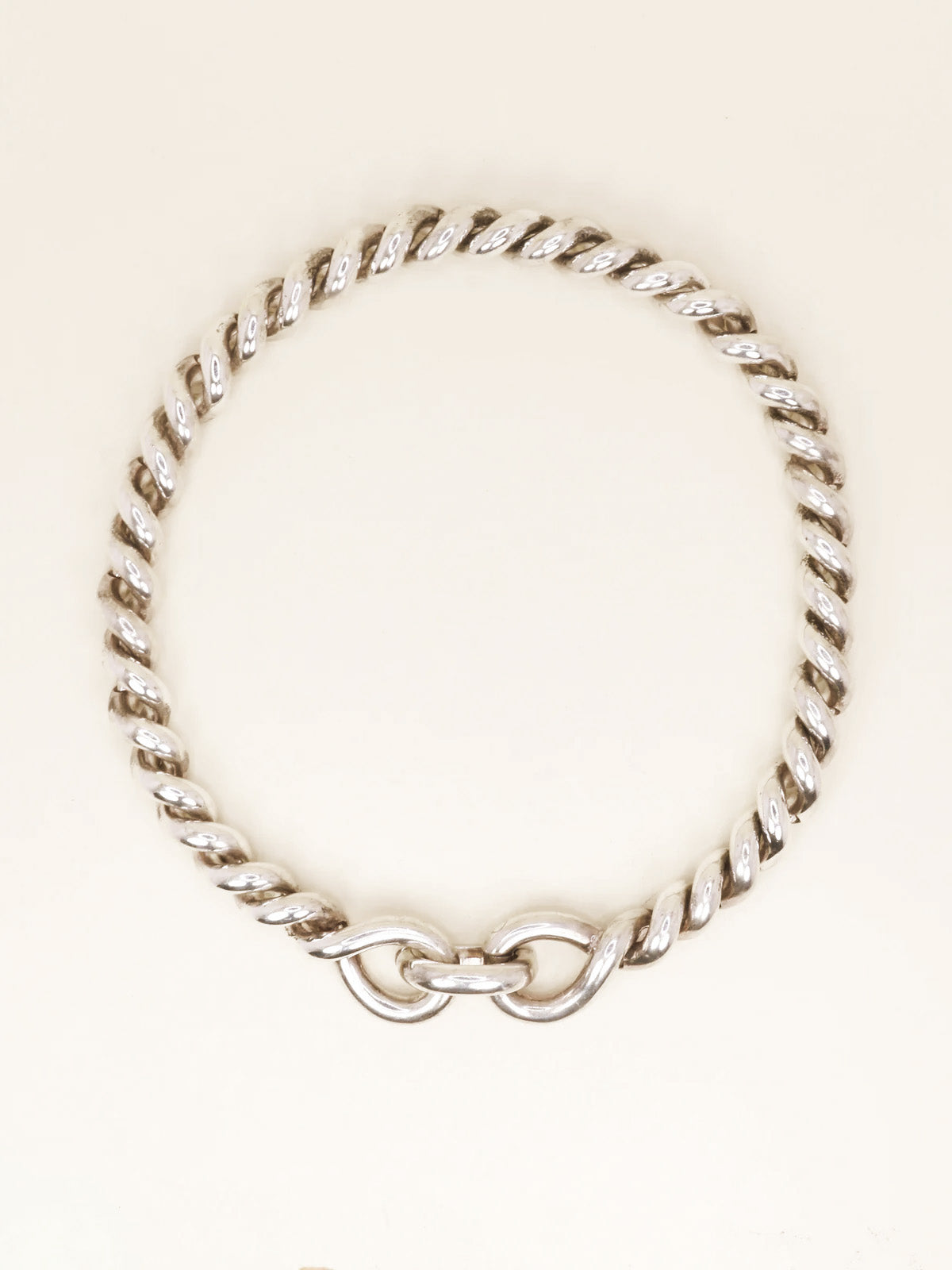 HERMES Collier vintage Torsade argent