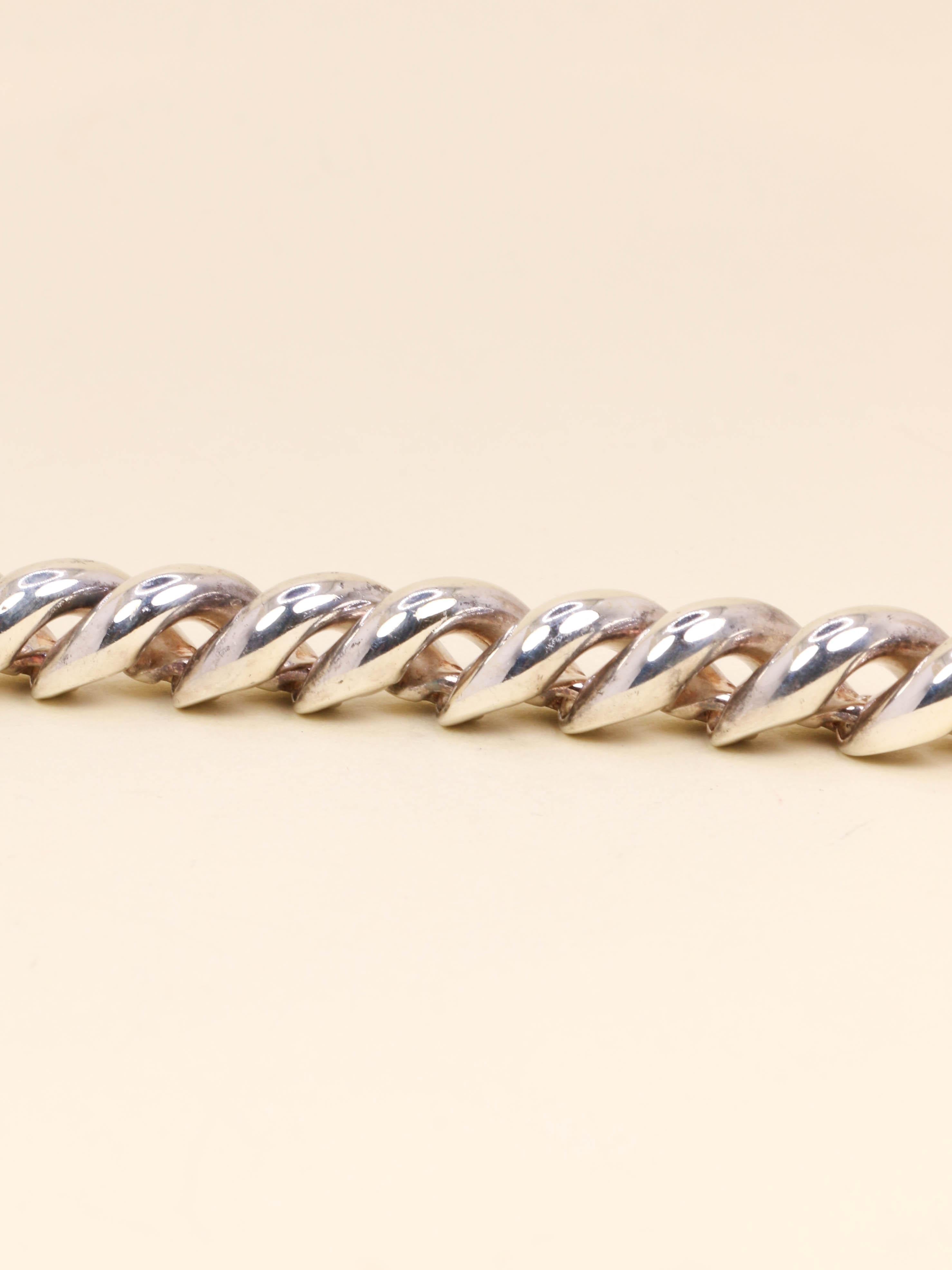 HERMES Collier vintage Torsade argent