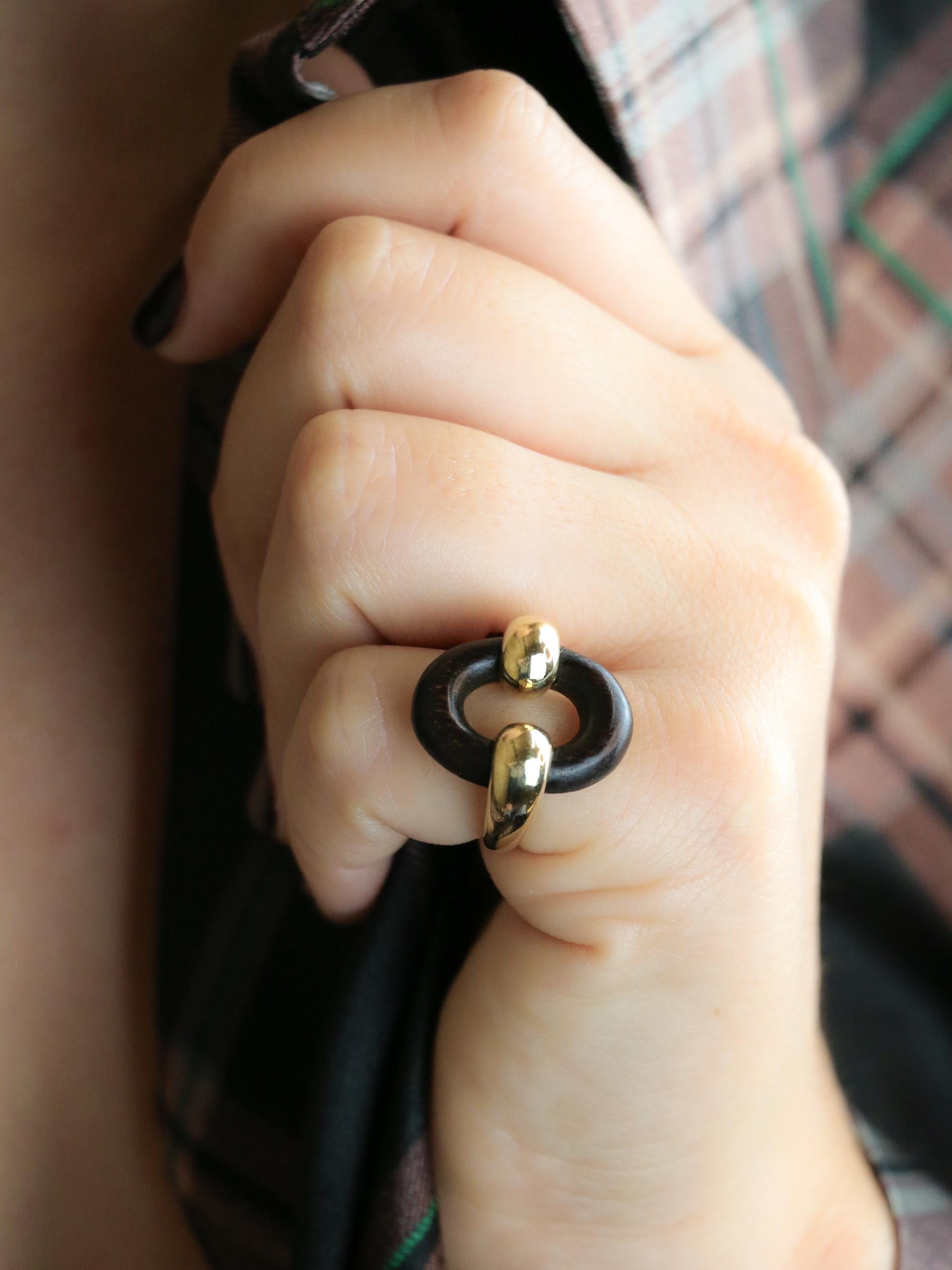 GAETAN DE PERCIN Bague or jaune bois d'amourette