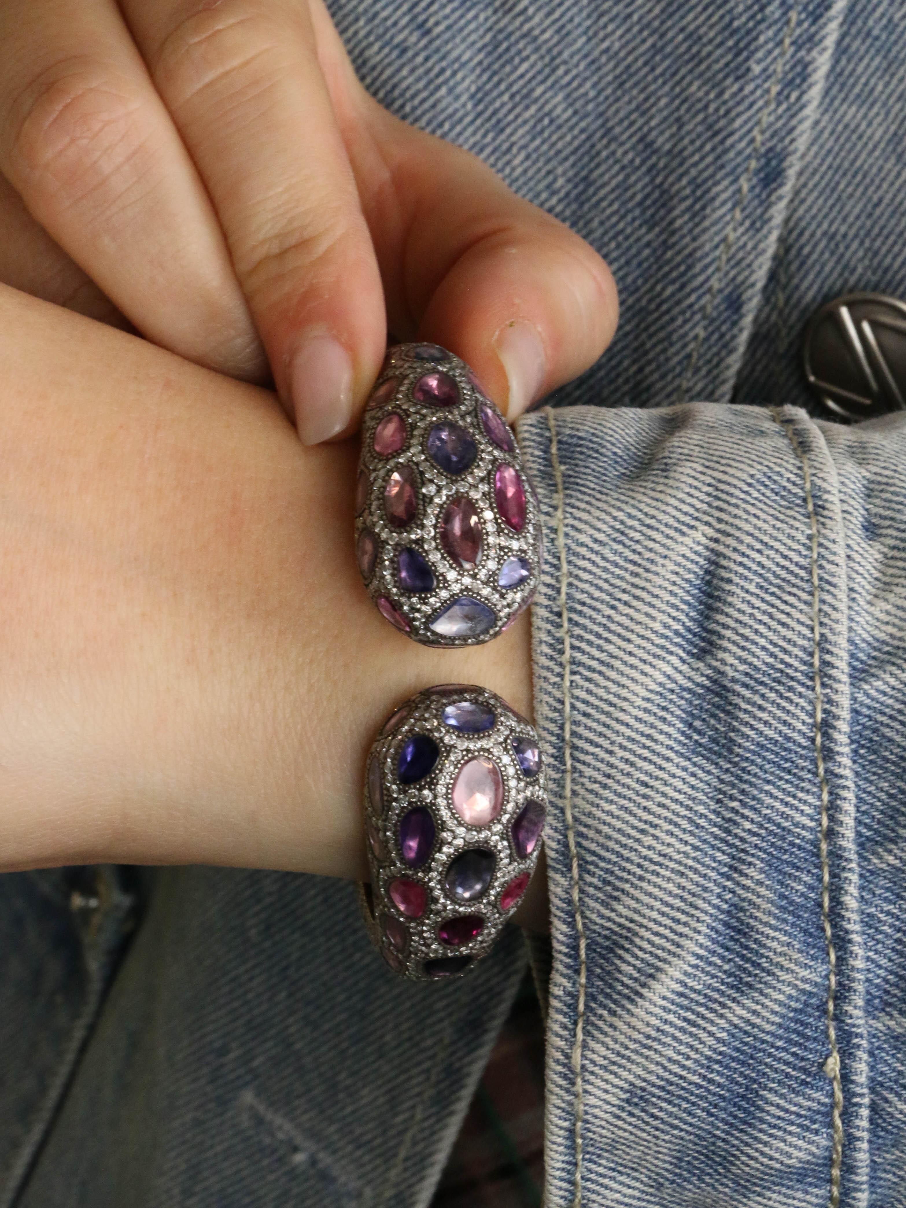 ANDRE MARCHA Bracelet jonc saphirs diamants