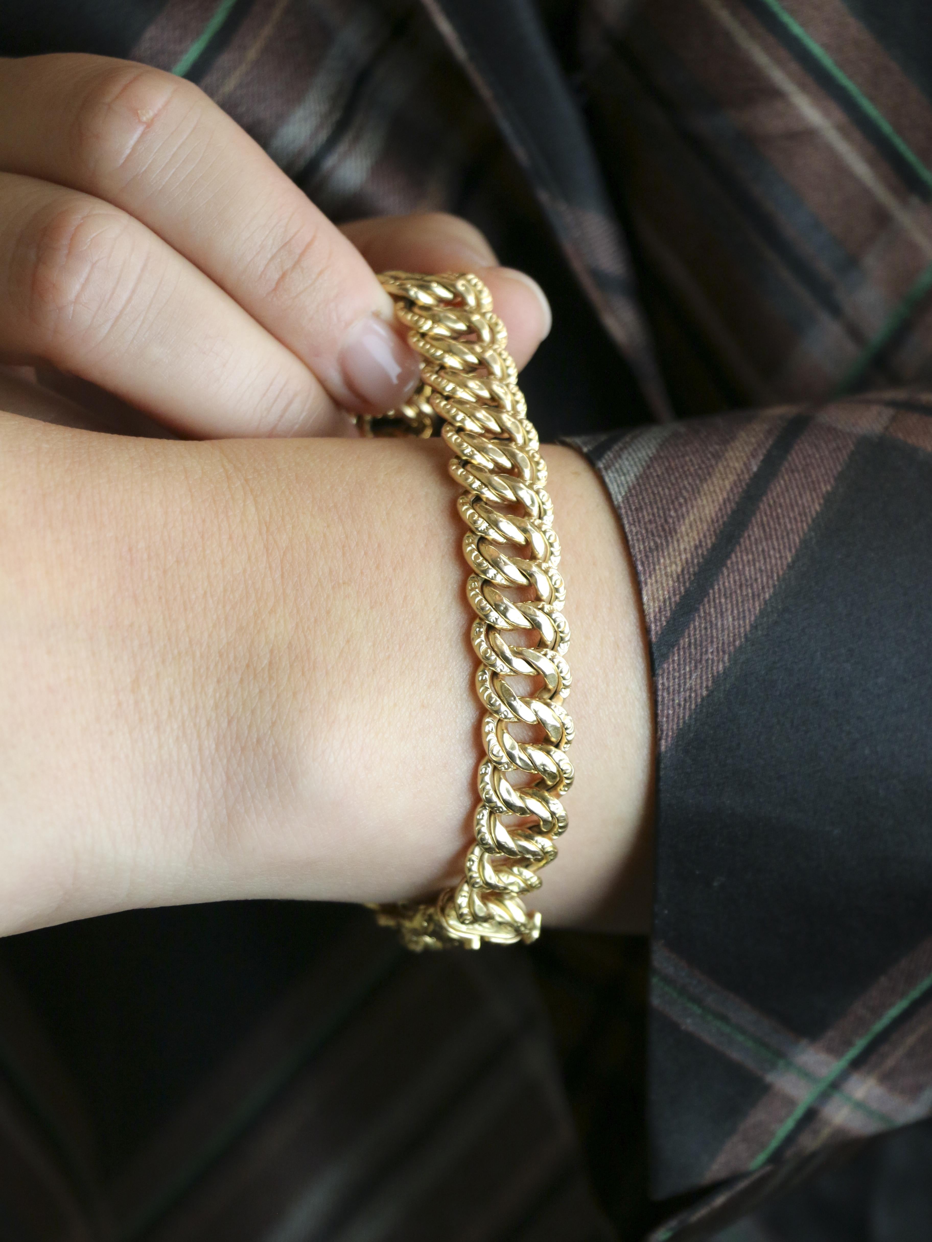 Bracelet maille américaine or jaune 1,2 cm