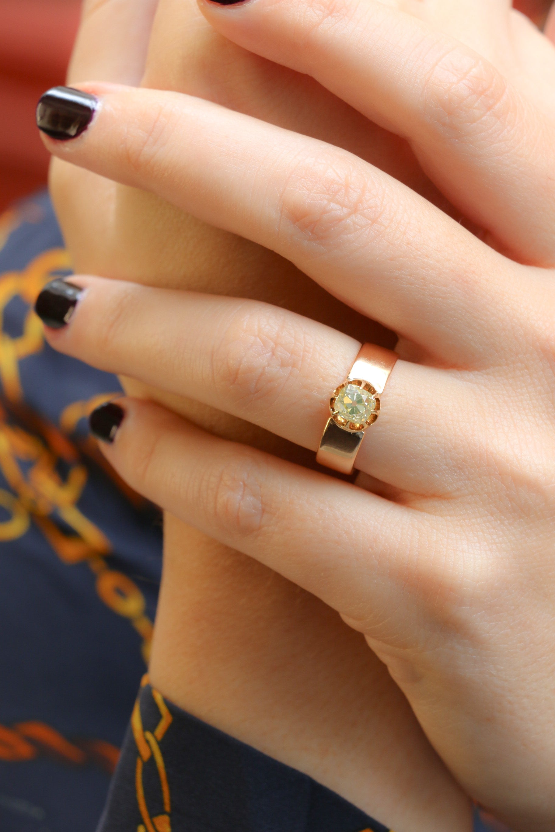 Bague or diamant jaune Fancy Yellow 1,1 ct