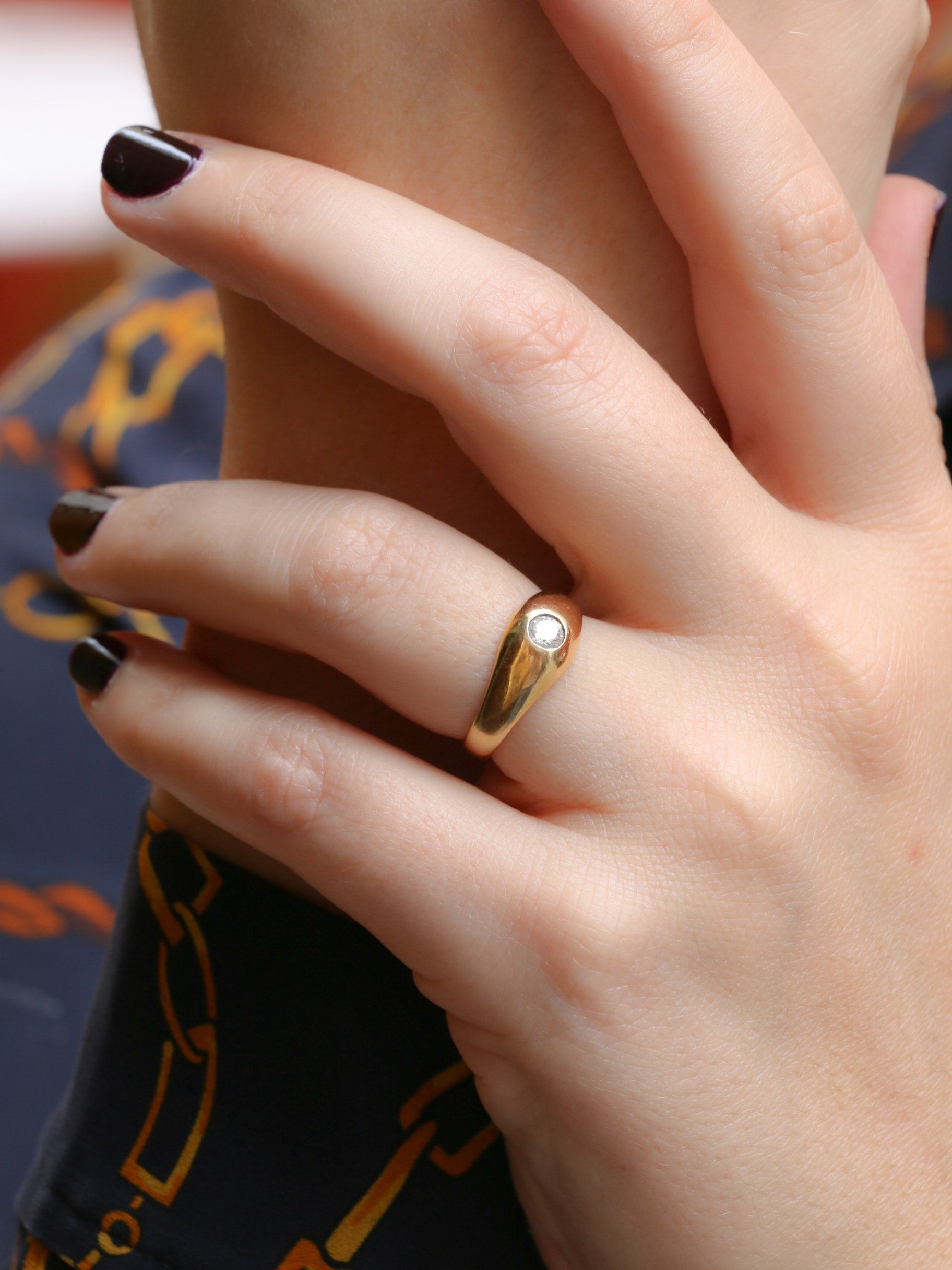 Bague jonc anglais en or et diamant 0,15ct