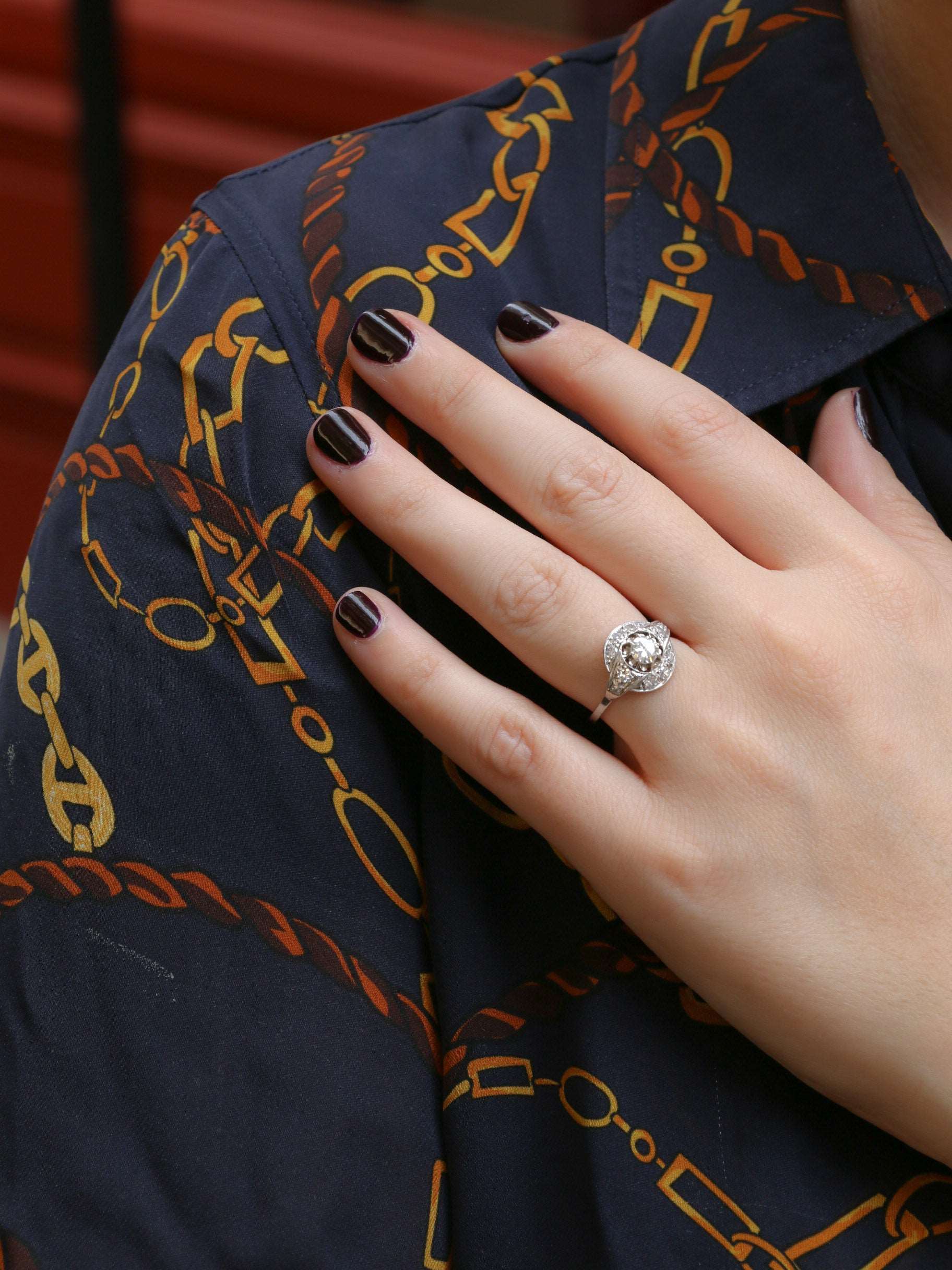 Bague Art-Déco en platine et diamants