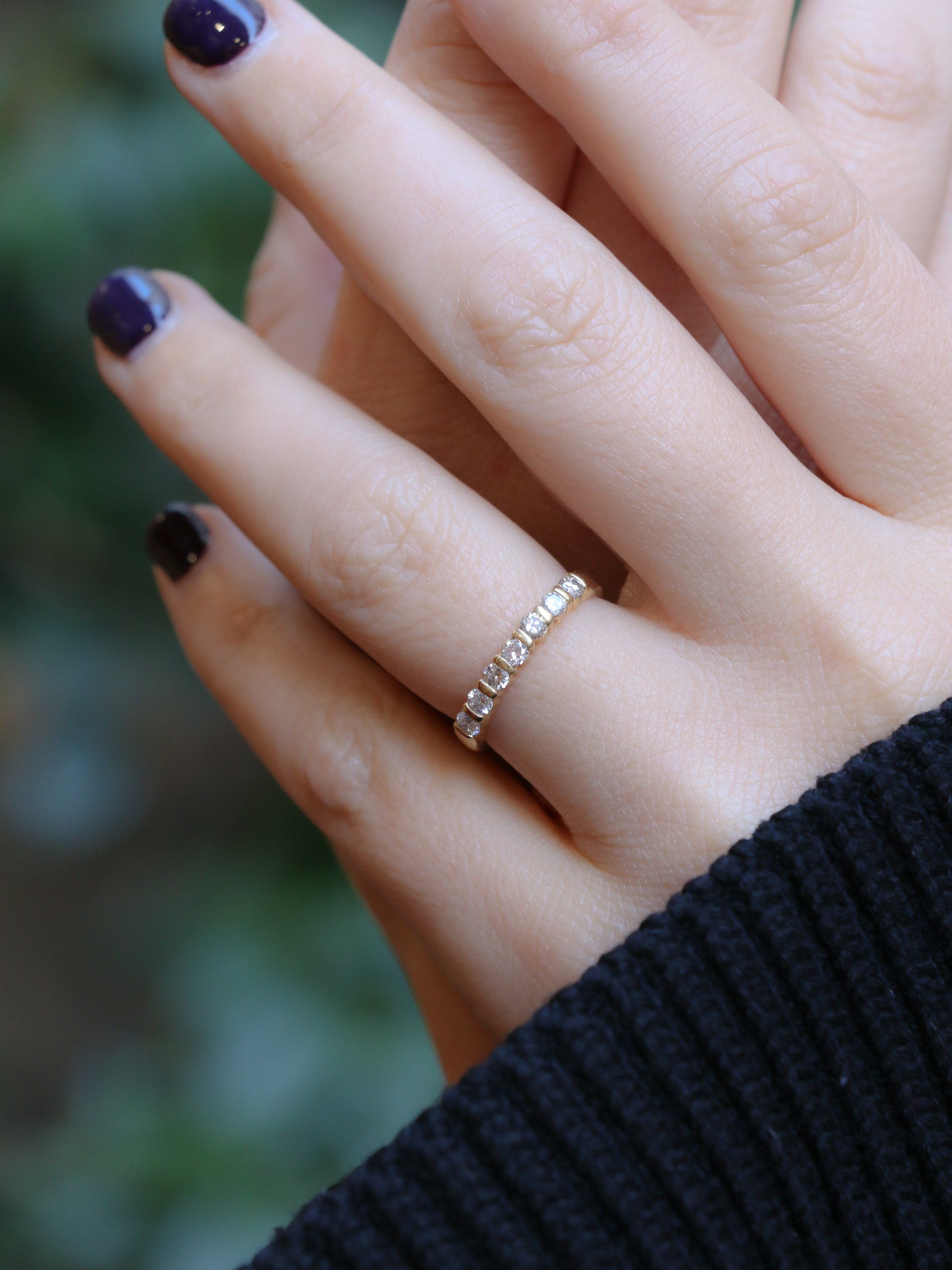 American half wedding ring in yellow gold and diamonds 0.42 ct