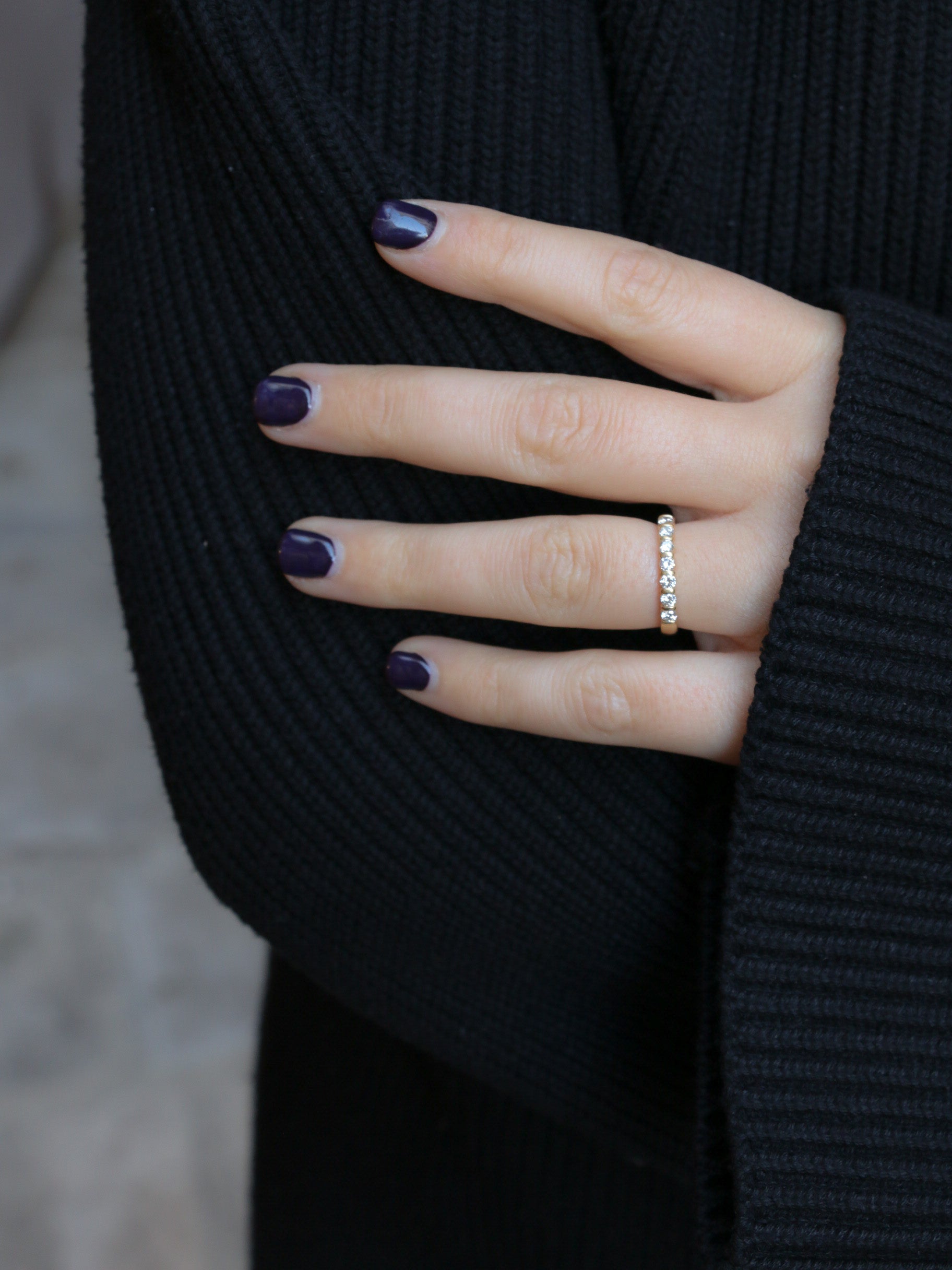 Demi-Alliance américaine en or jaune et diamants 0,42 ct