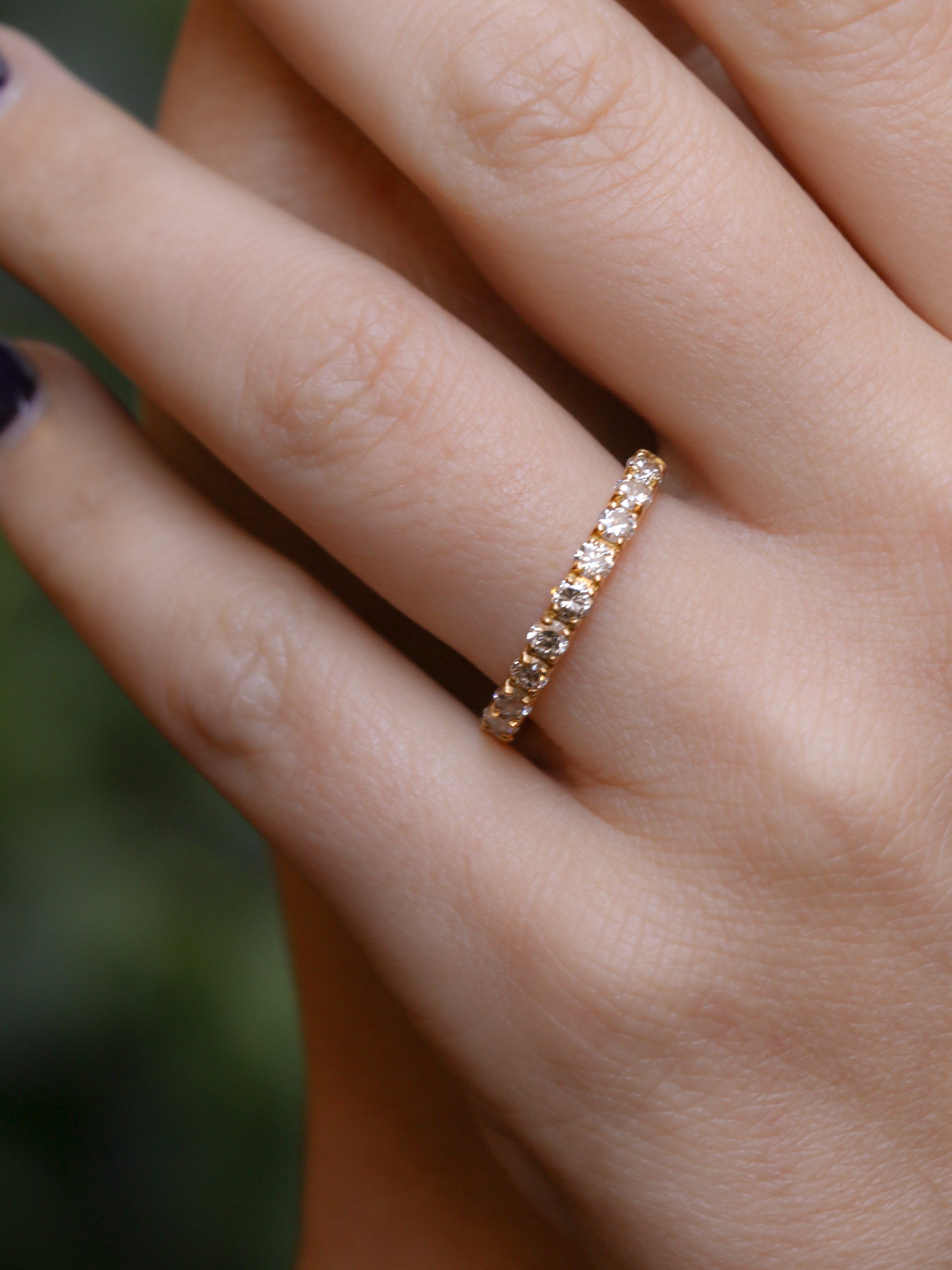 Demi-Alliance américaine en or jaune et diamants 0,88 ct