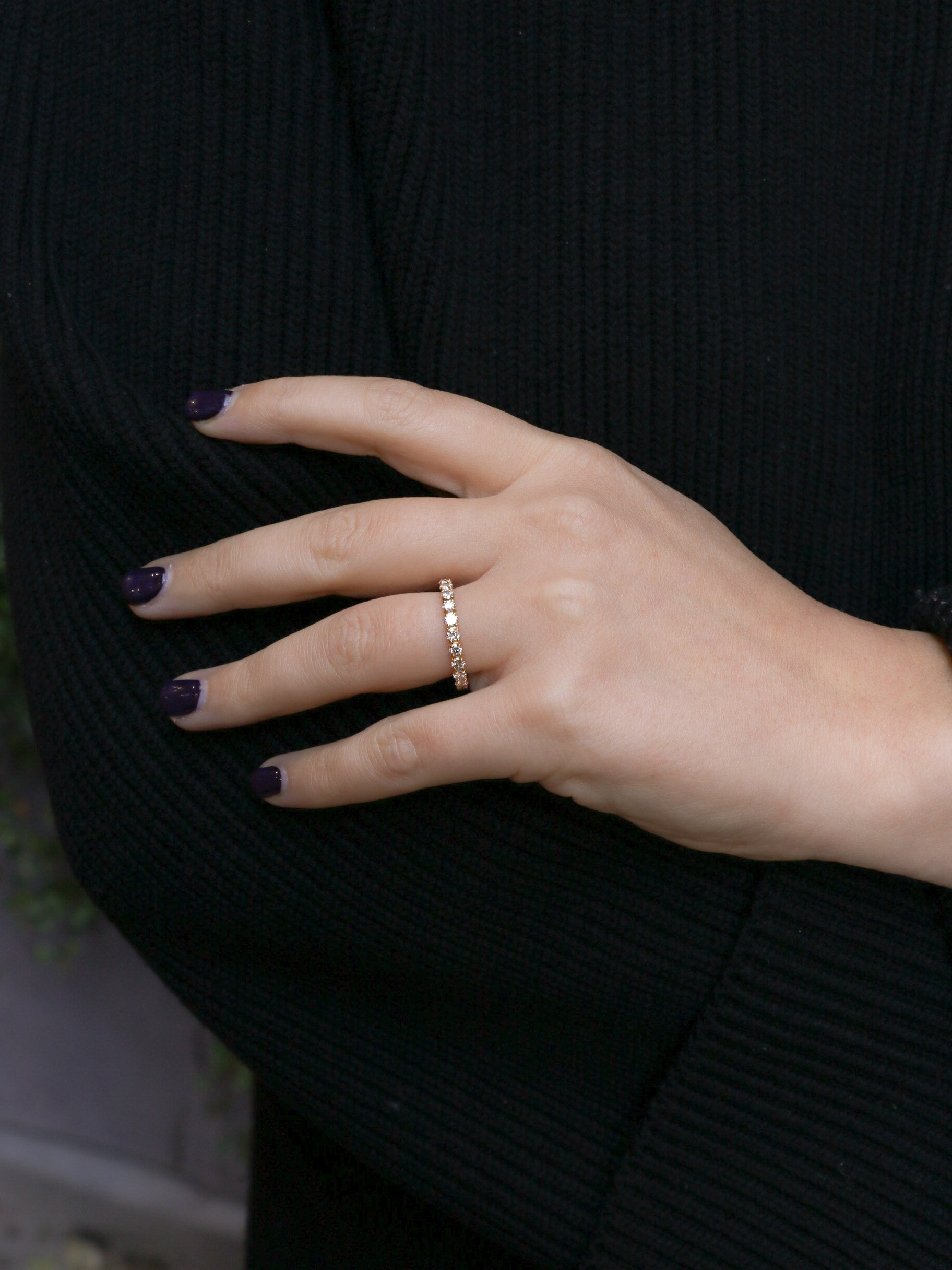 Demi-Alliance américaine en or jaune et diamants 0,88 ct