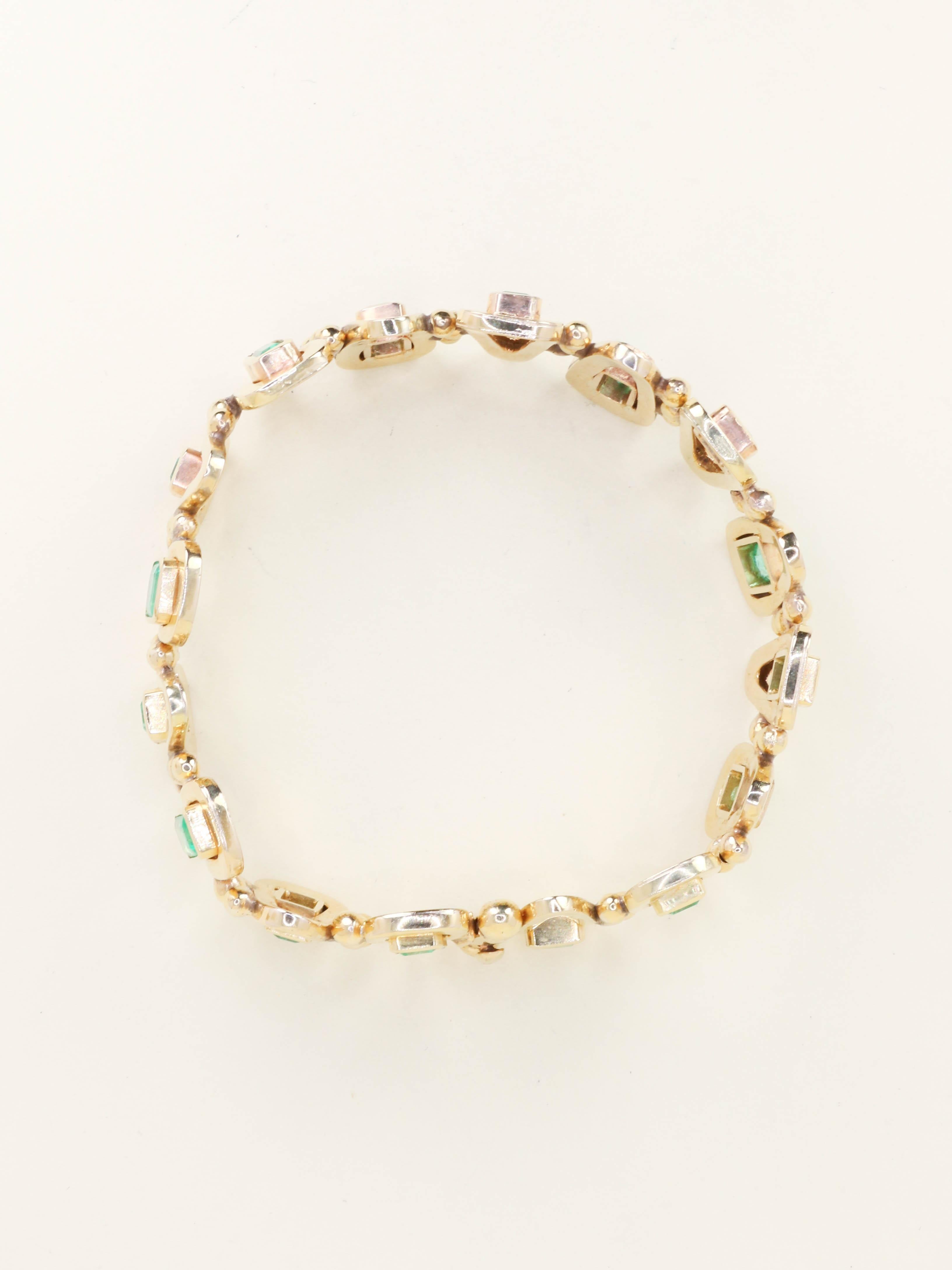 Bracelet vintage or jaune émeraudes 5,5 carats