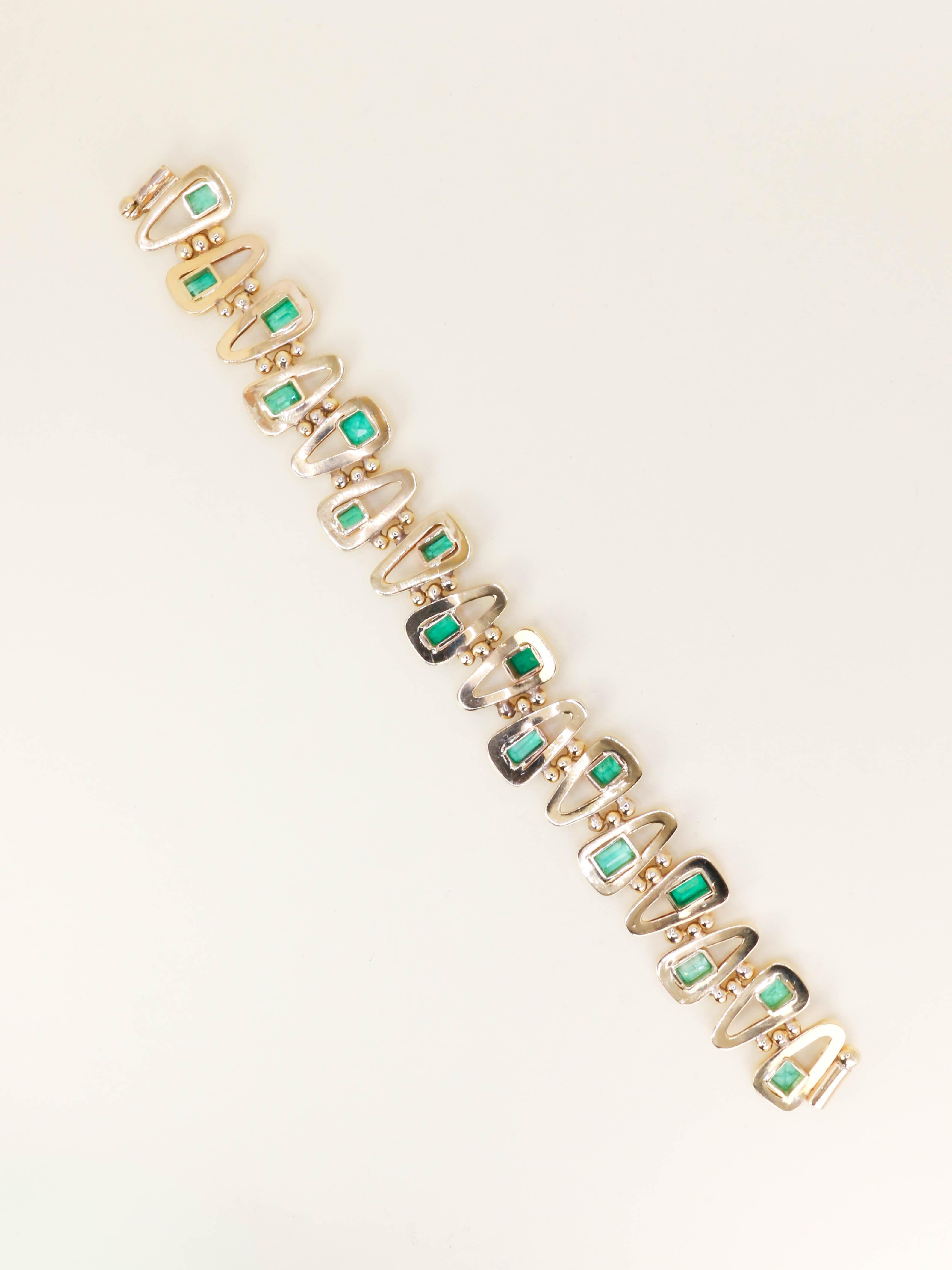 Bracelet vintage or jaune émeraudes 5,5 carats