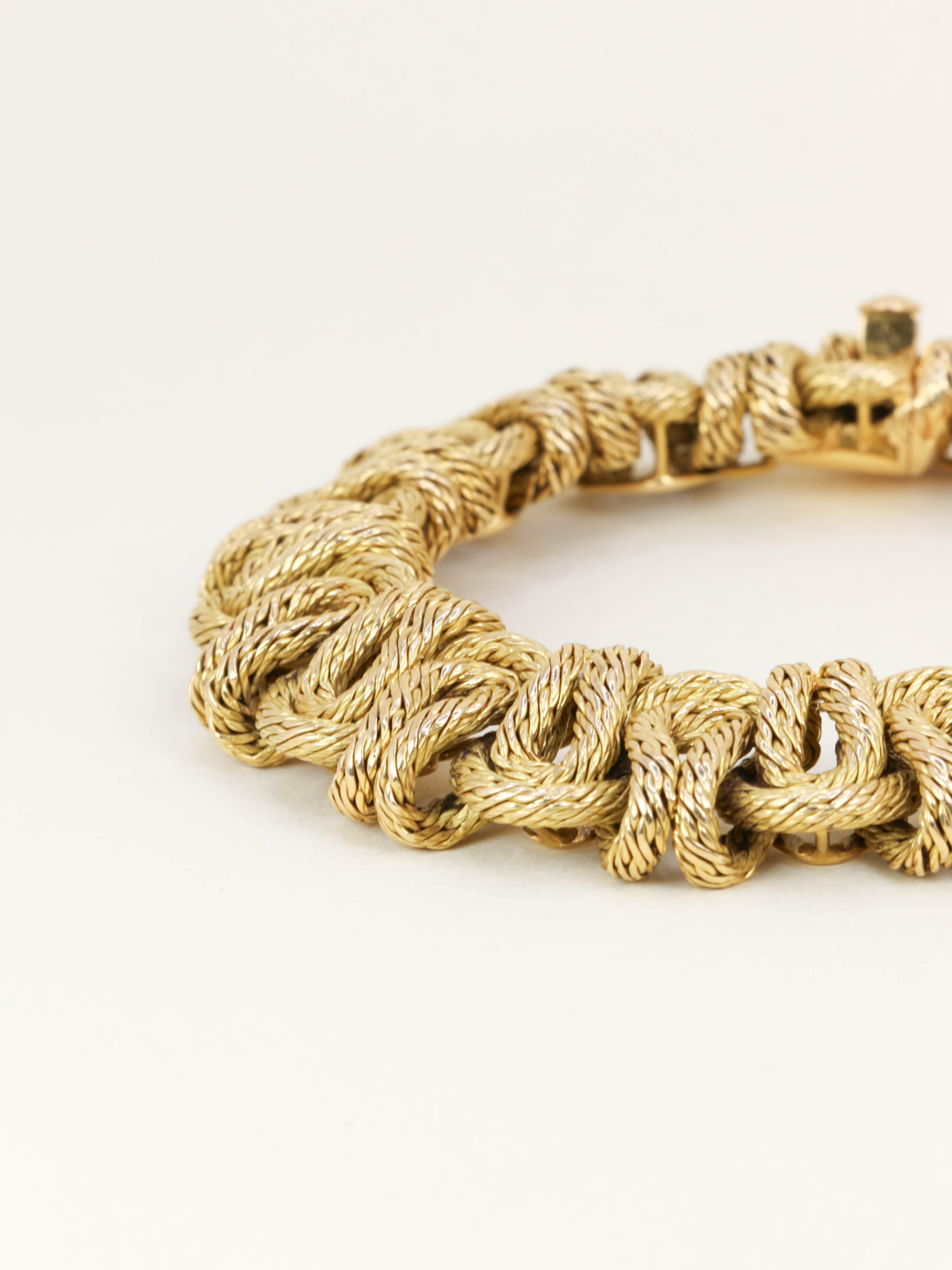 GEORGES LENFANT Bracelet or jaune tressé - Années 1970