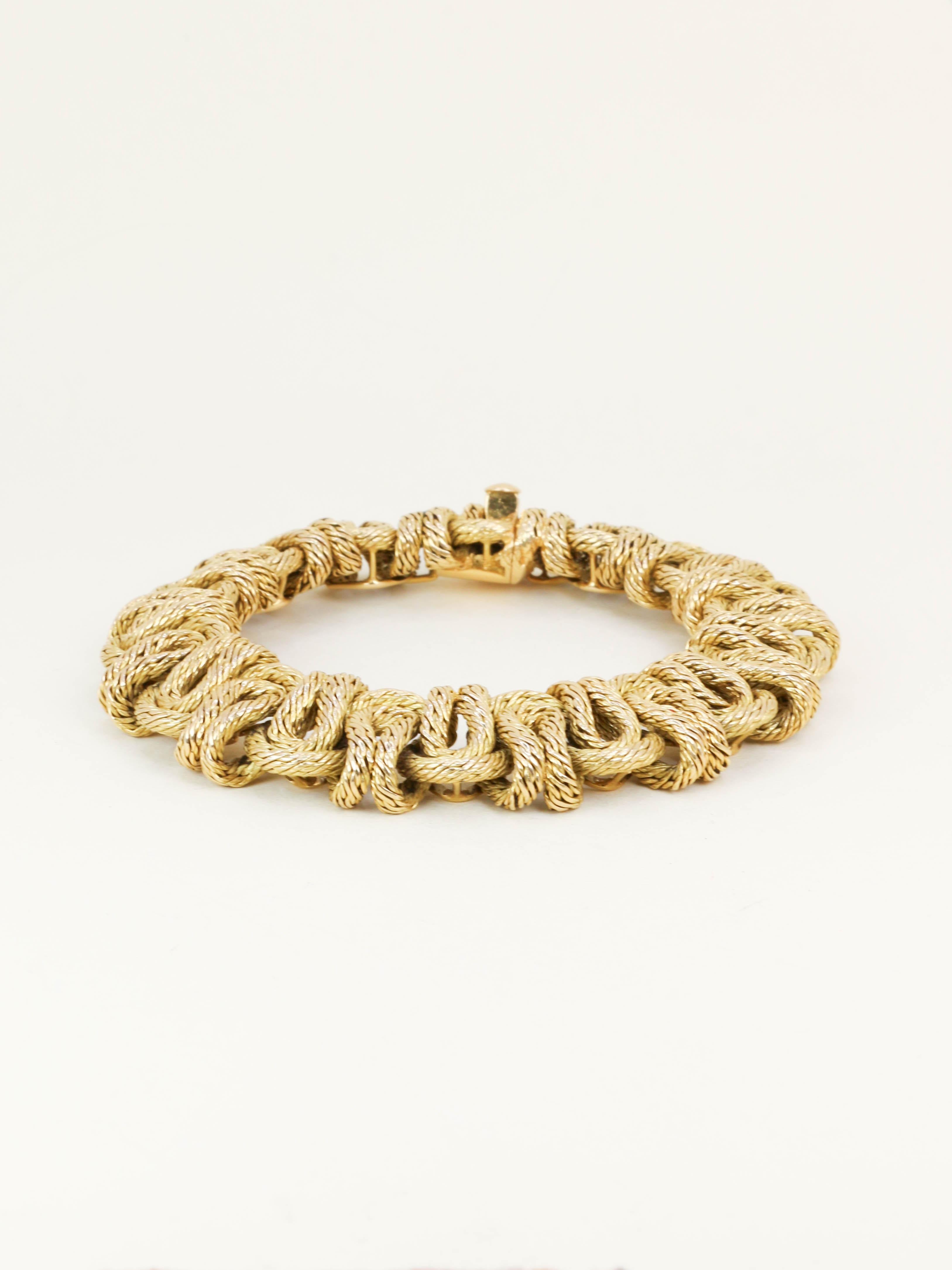 GEORGES LENFANT Bracelet or jaune tressé - Années 1970