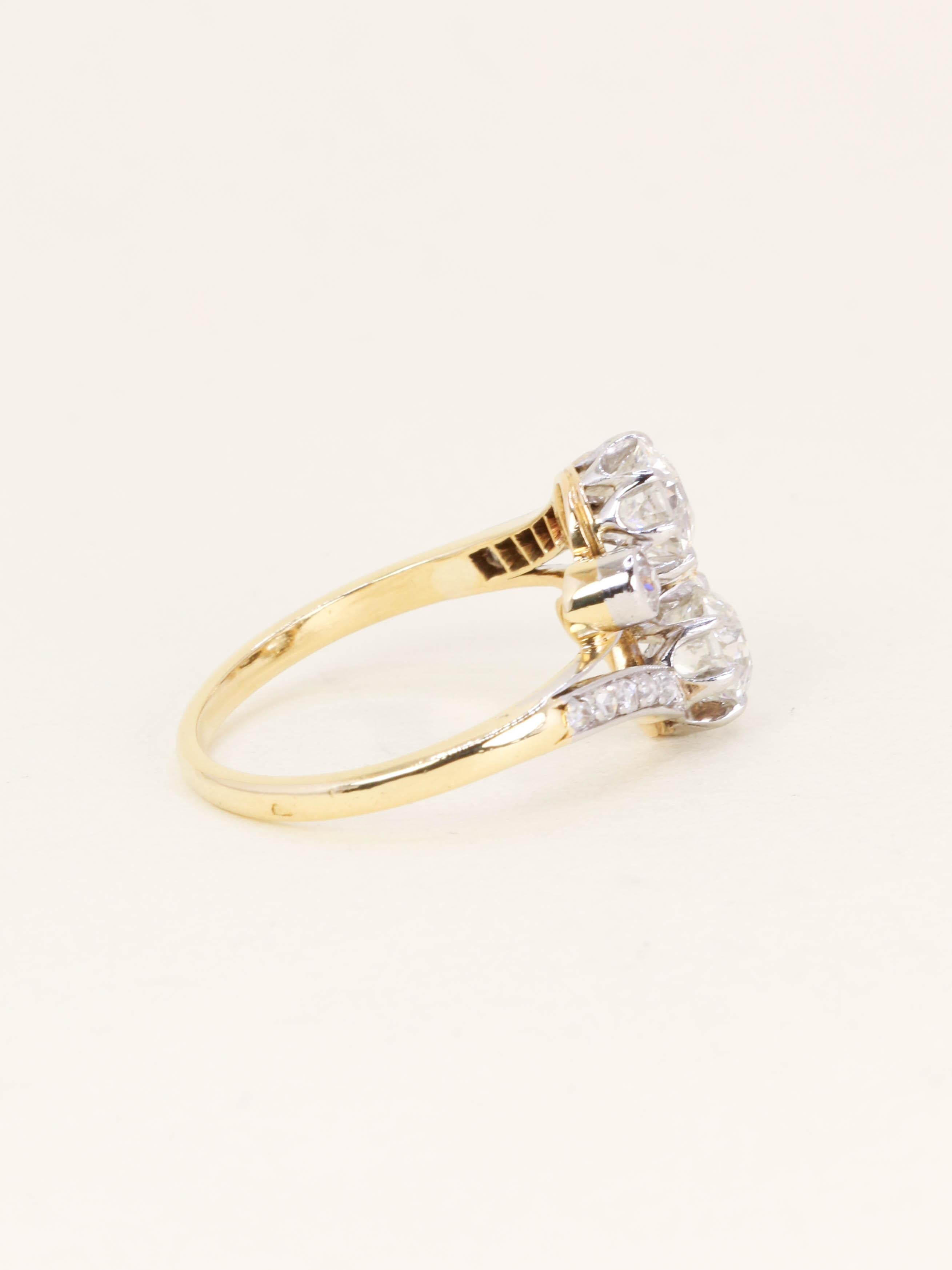 Bague Belle Epoque toi et moi diamants 2 carats