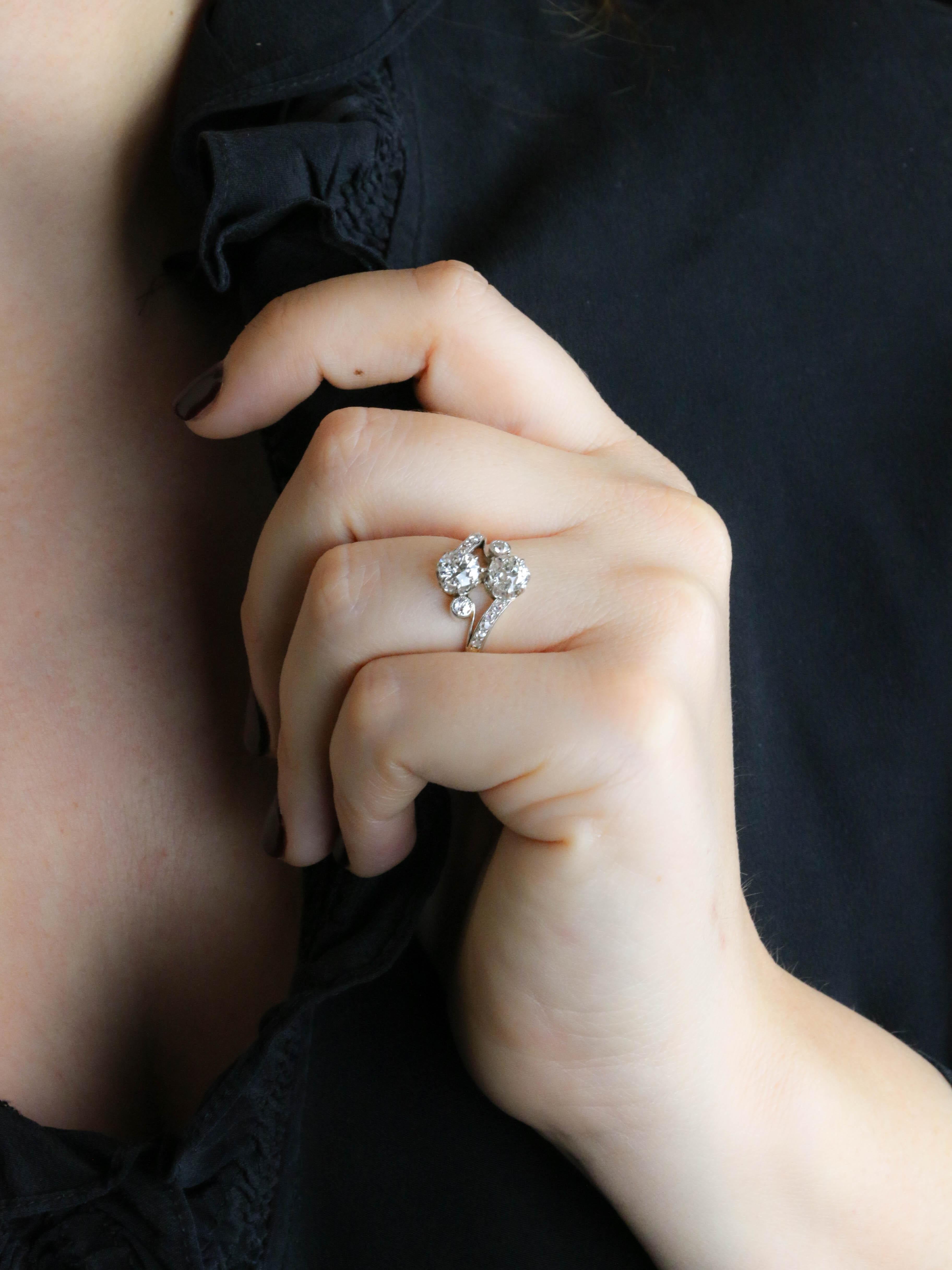 Bague Belle Epoque toi et moi diamants 2 carats