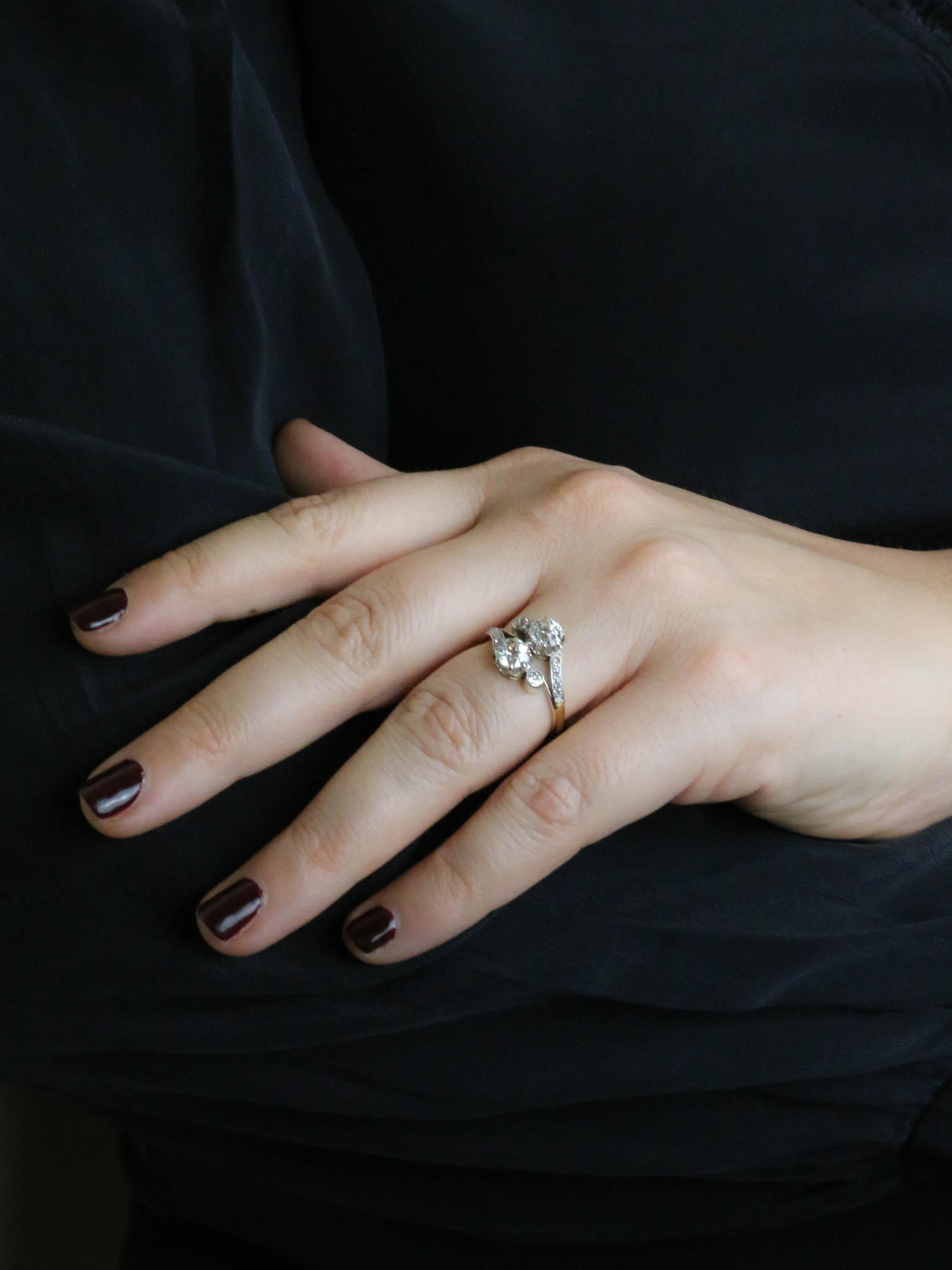 Bague Belle Epoque toi et moi diamants 2 carats