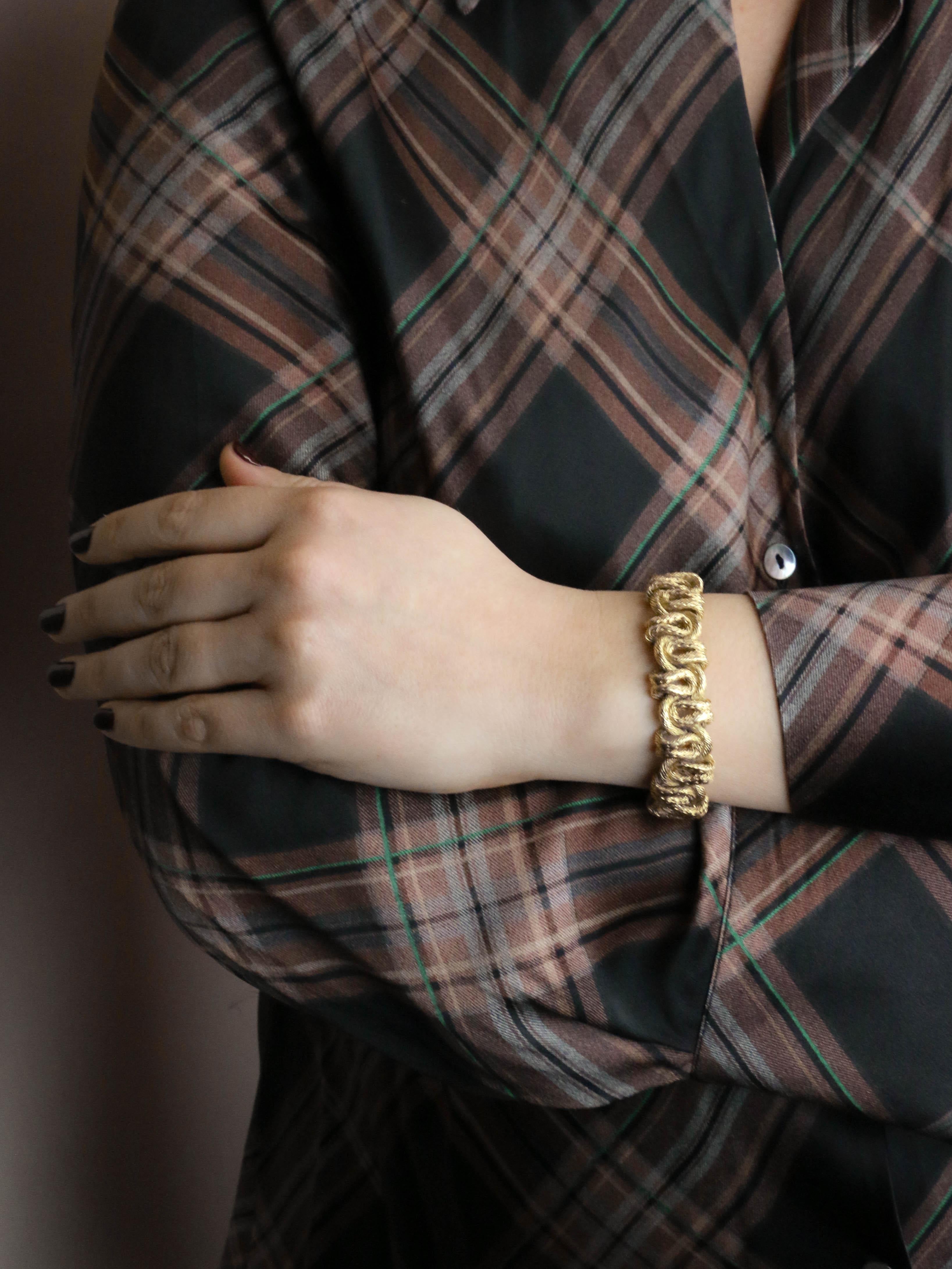 GEORGES LENFANT Bracelet or jaune tressé - Années 1970