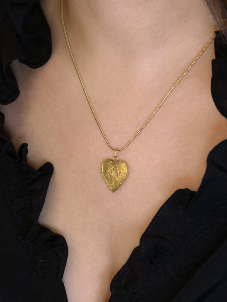 Pendentif coeur Art Nouveau or jaune