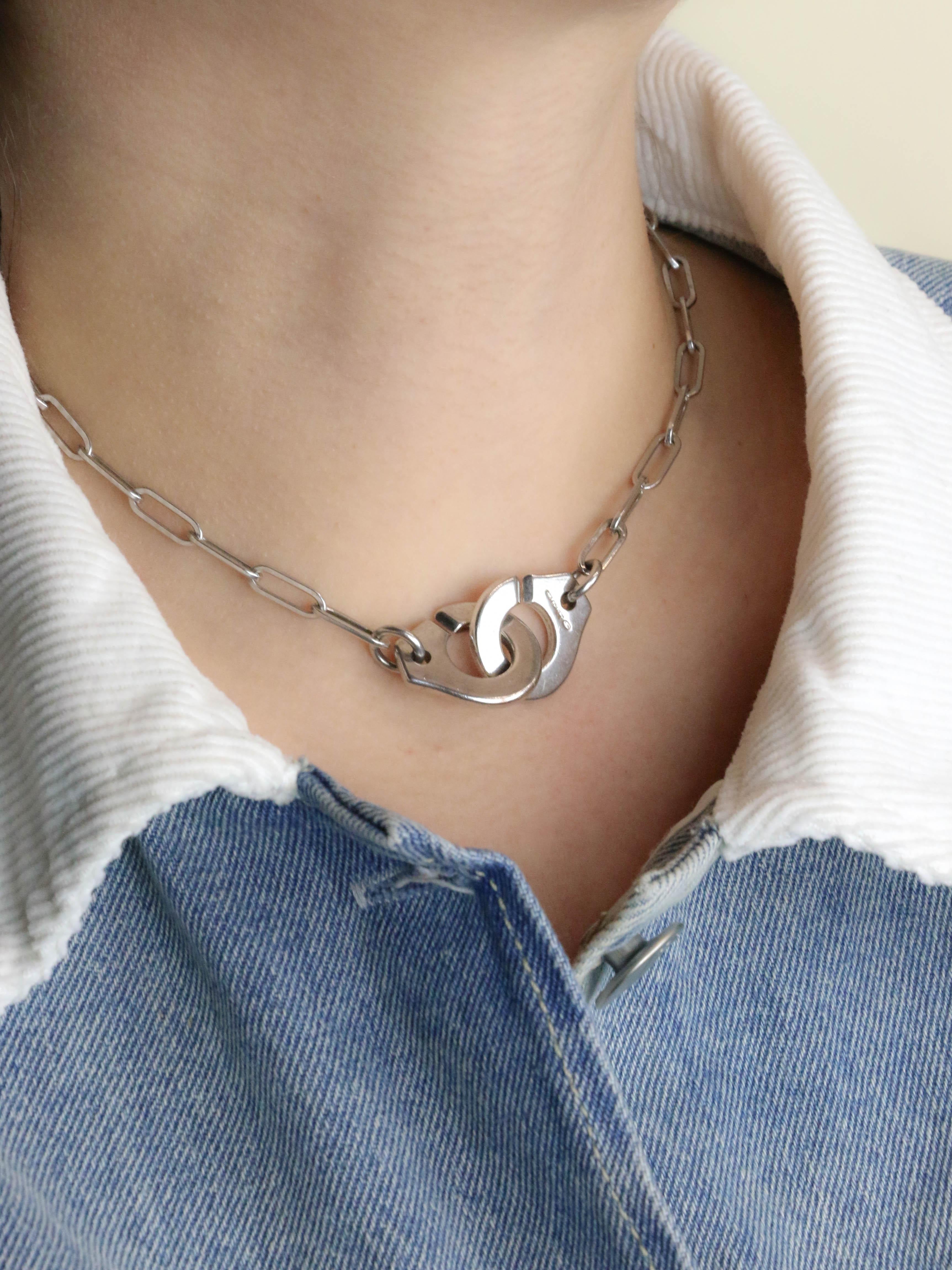 DINH VAN Collier Menottes argent - très grand modèle