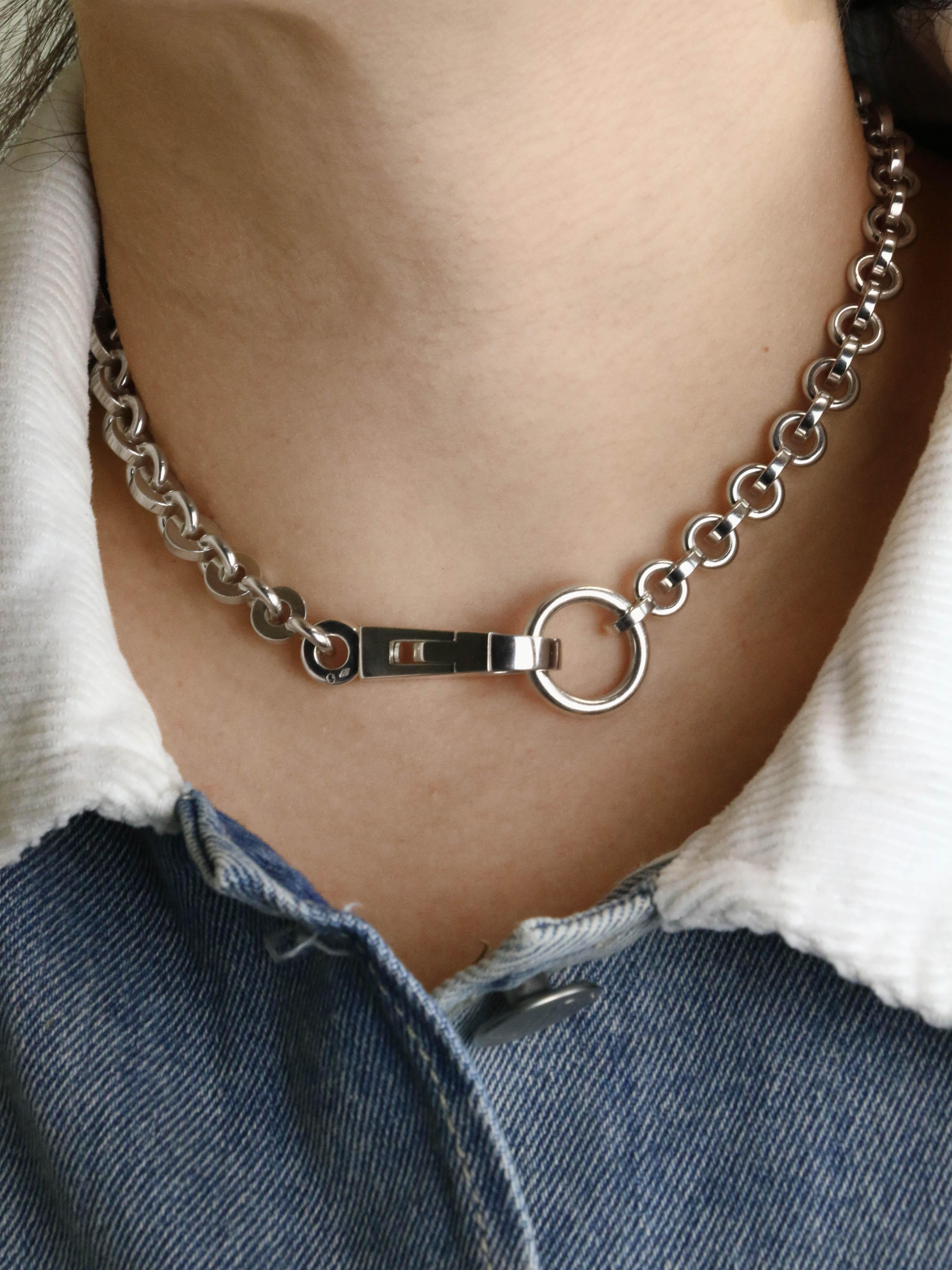 HERMES Collier ras du cou Voltige argent