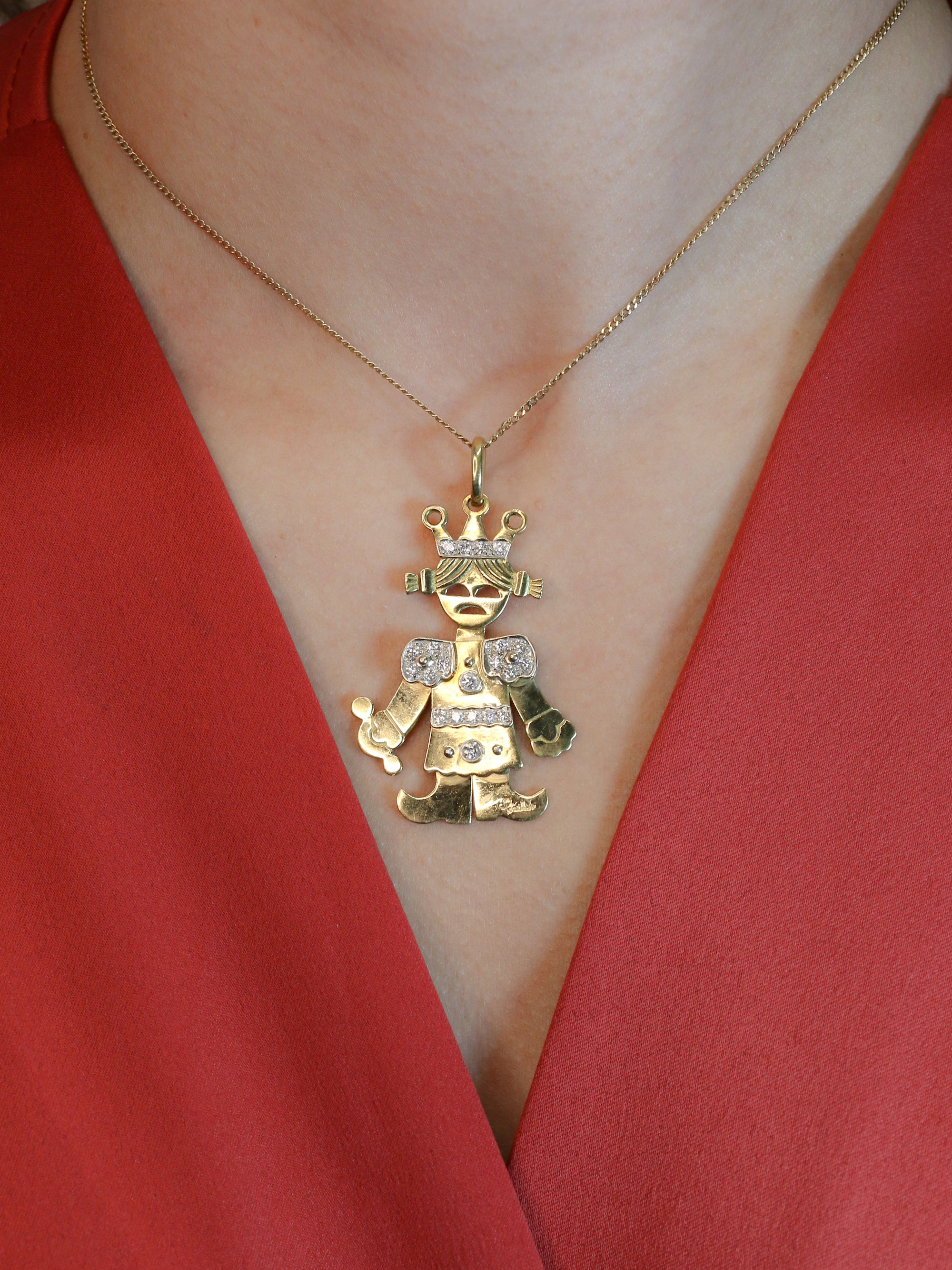 POMELLATO Pendentif Petite Reine articulé 2 ors diamants