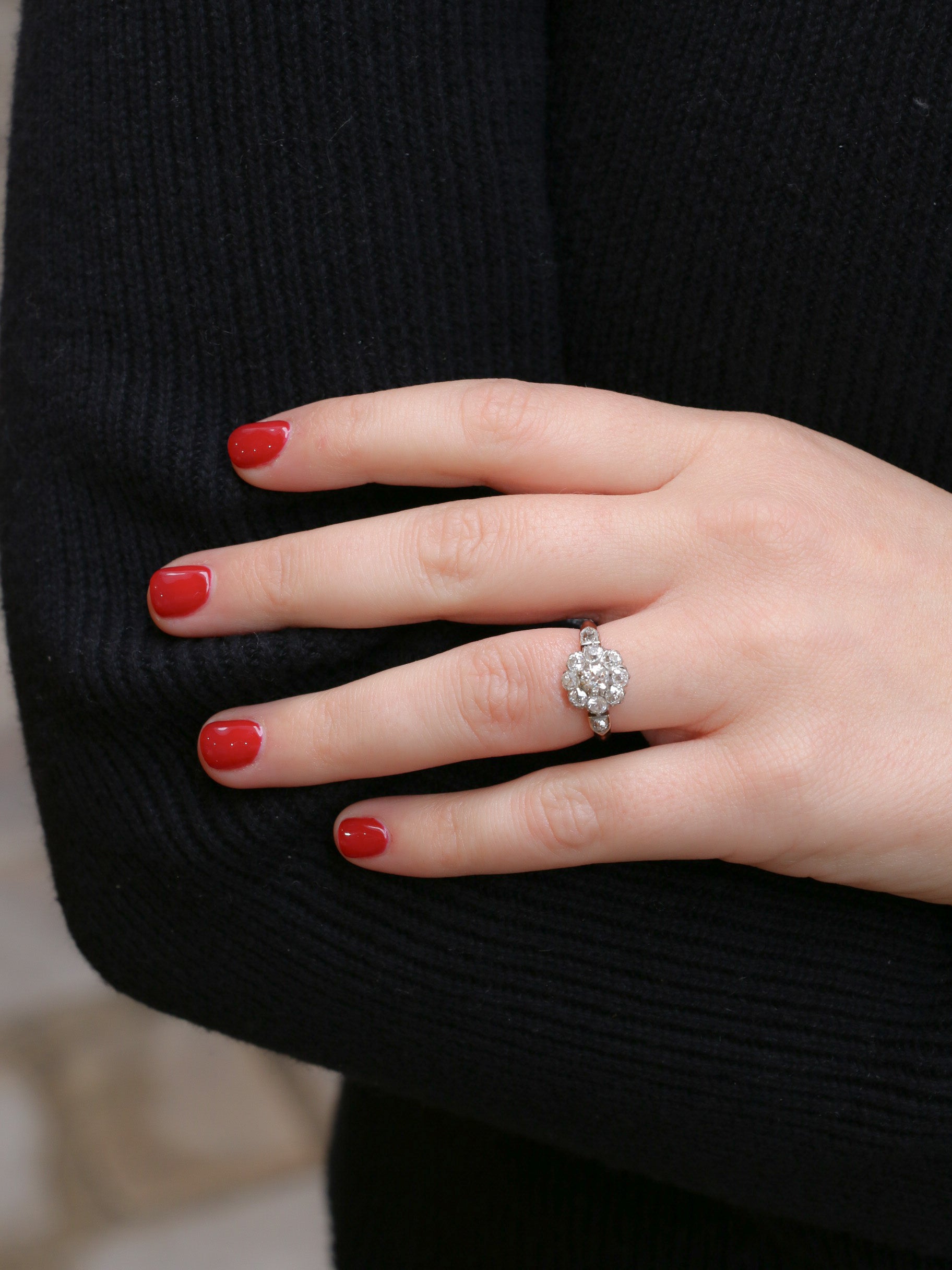 Bague marguerite en or jaune et diamants