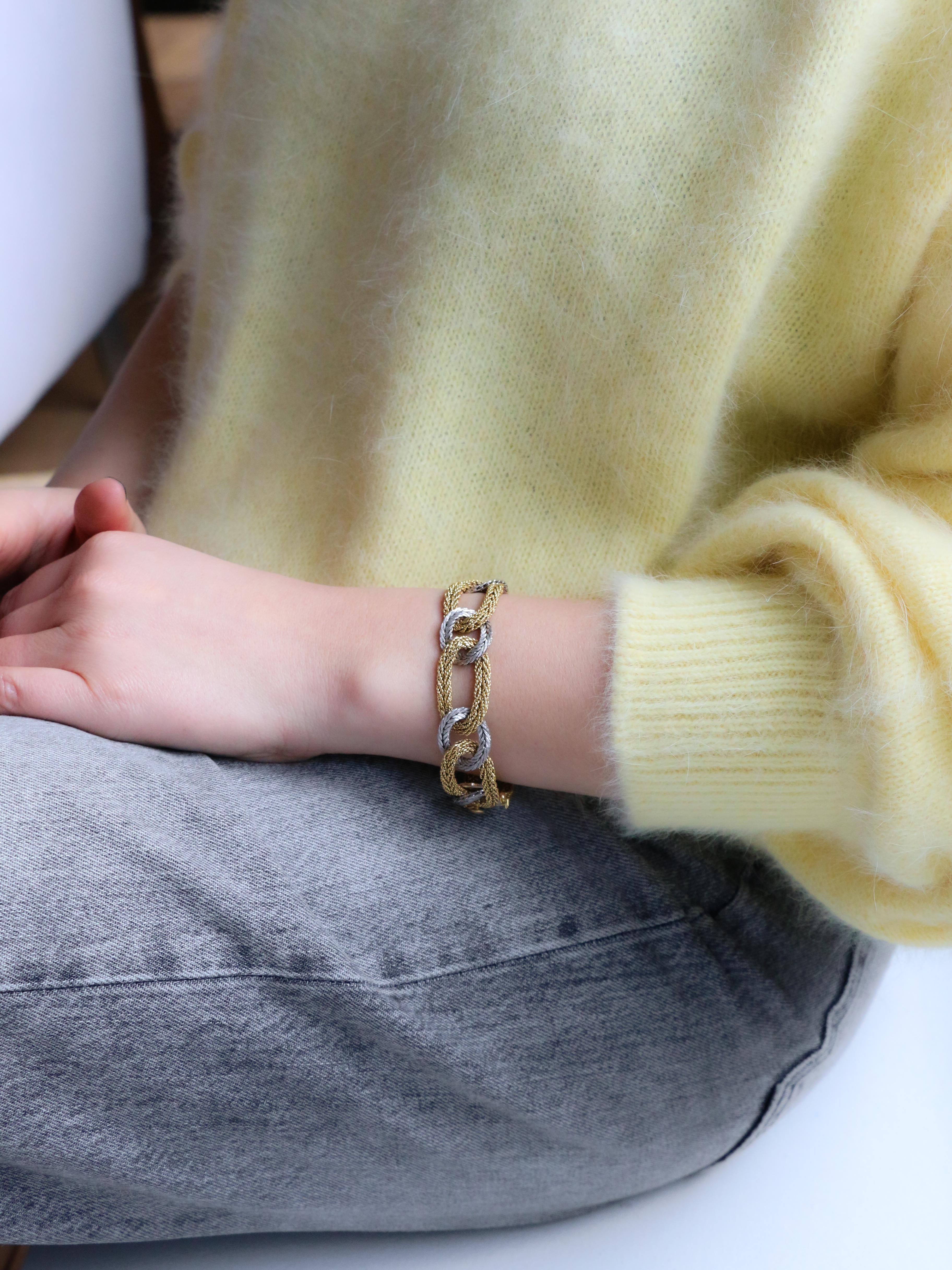 KUTCHINSKY Bracelet vintage maille tressee 2 ors