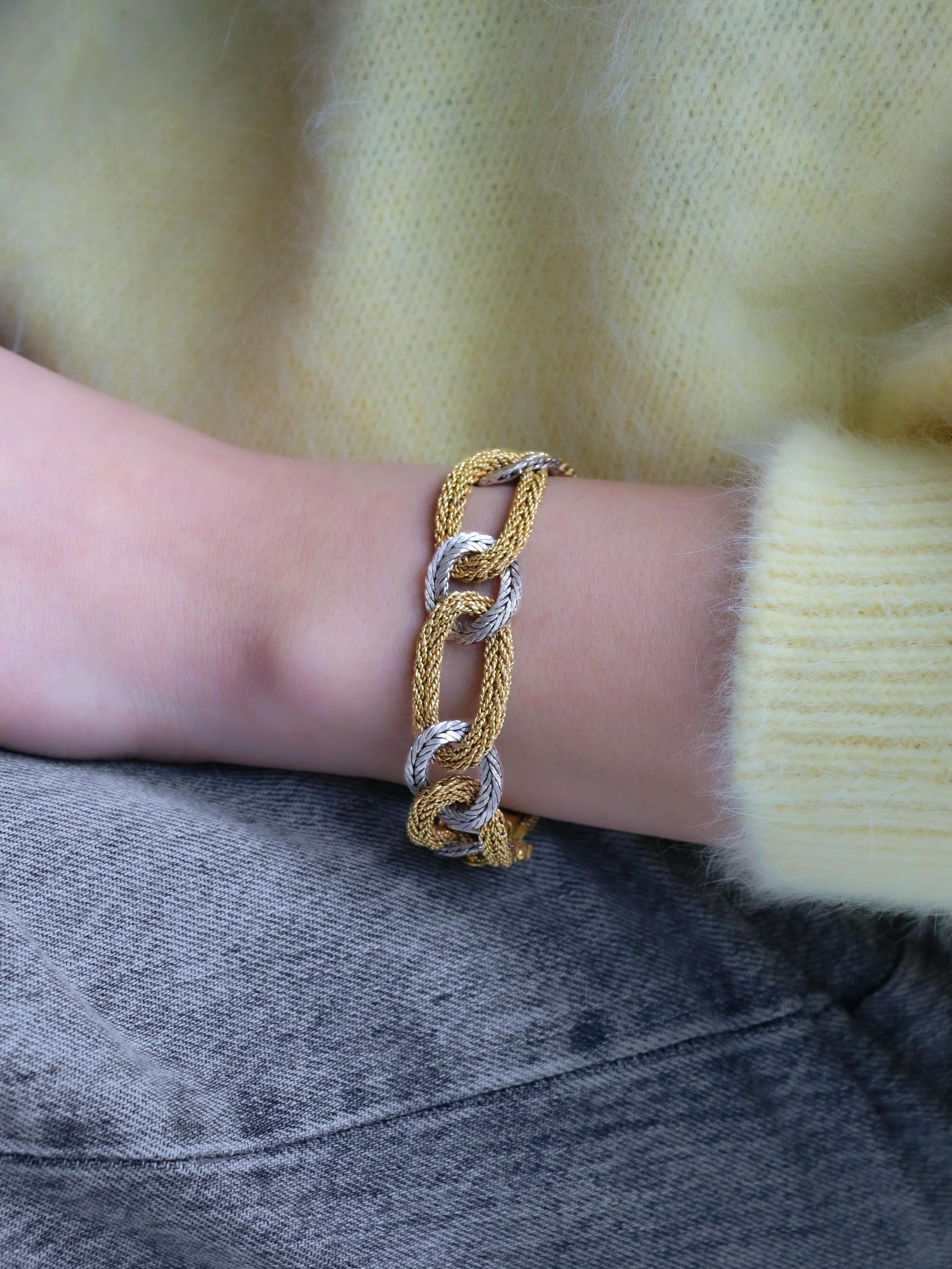 KUTCHINSKY Bracelet vintage maille tressee 2 ors