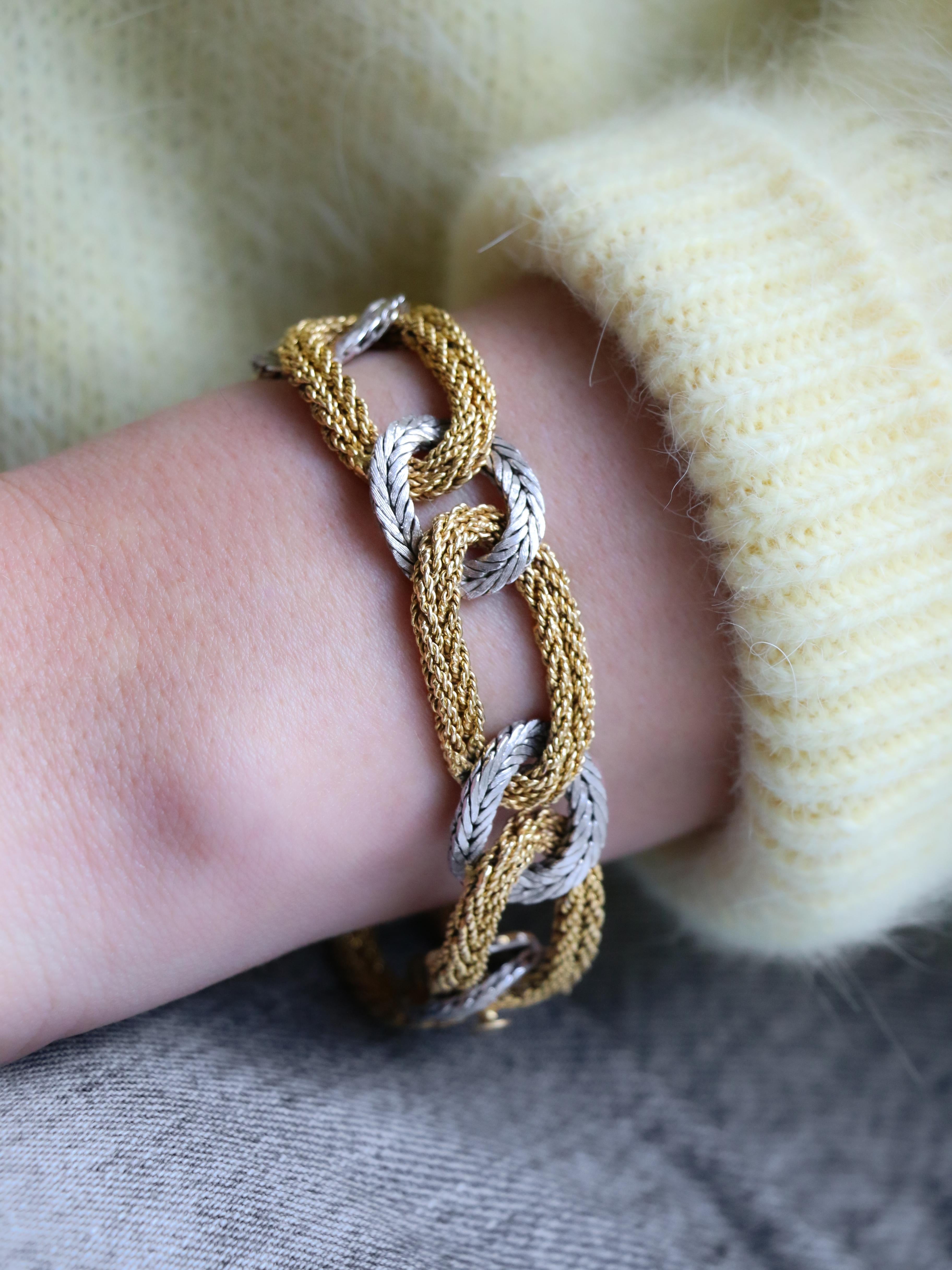 KUTCHINSKY Bracelet vintage maille tressee 2 ors