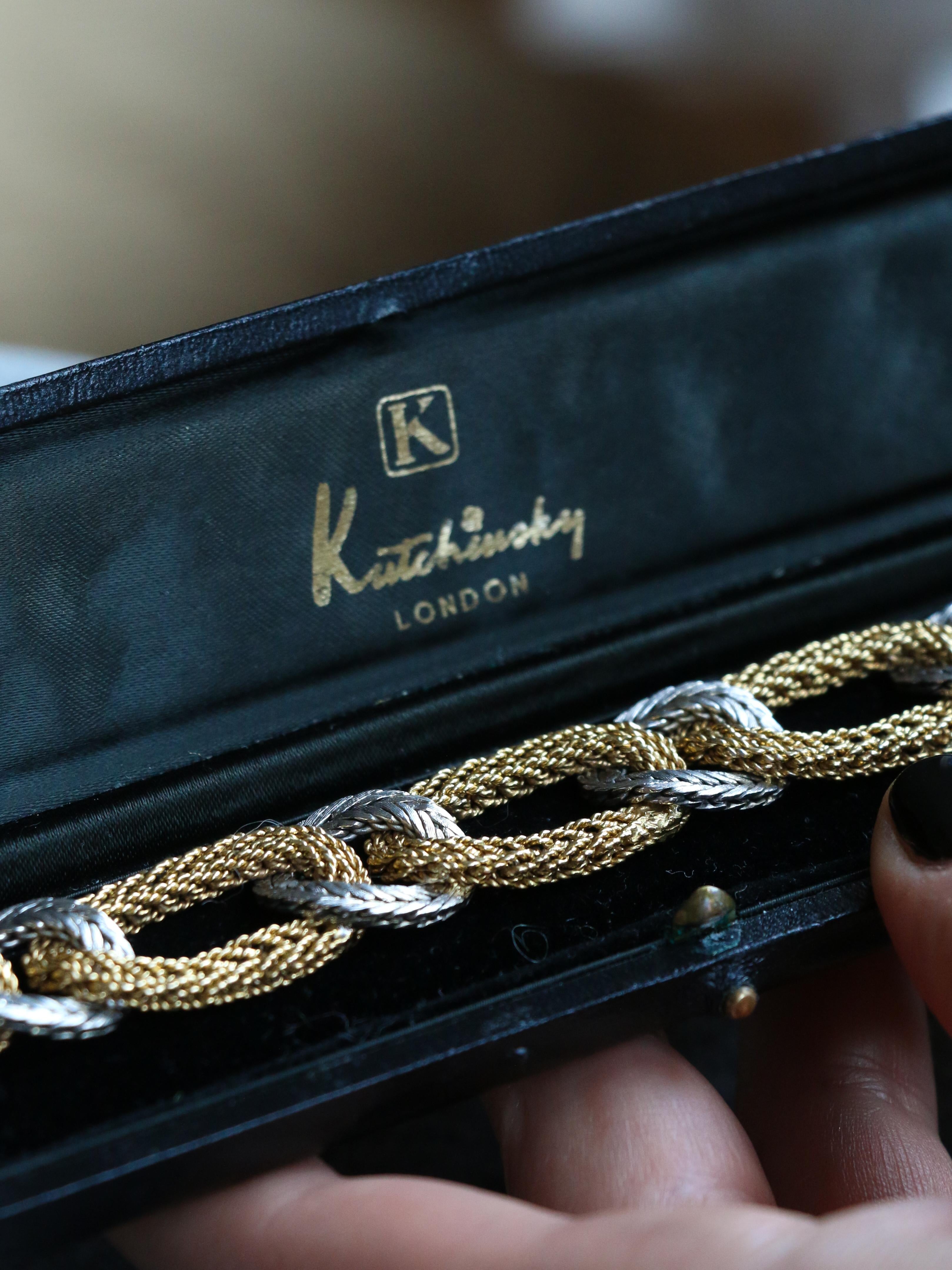 KUTCHINSKY Bracelet vintage maille tressee 2 ors