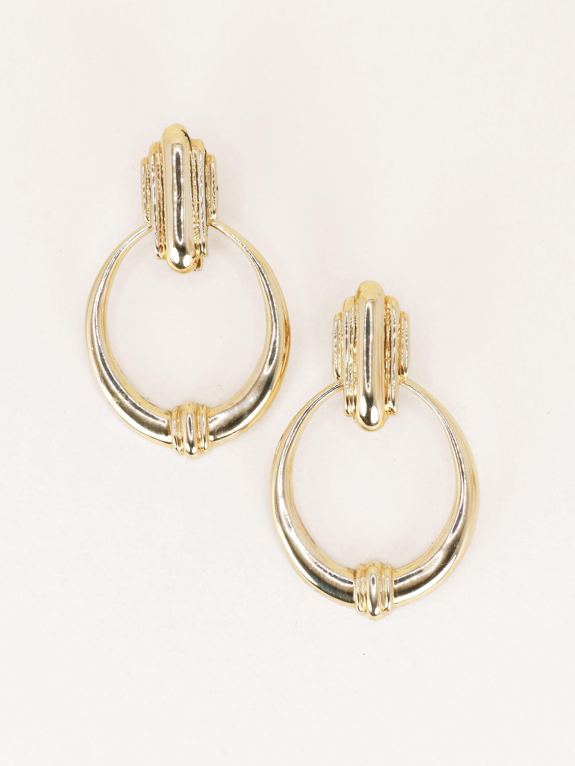 Paire de creoles pendantes or jaune