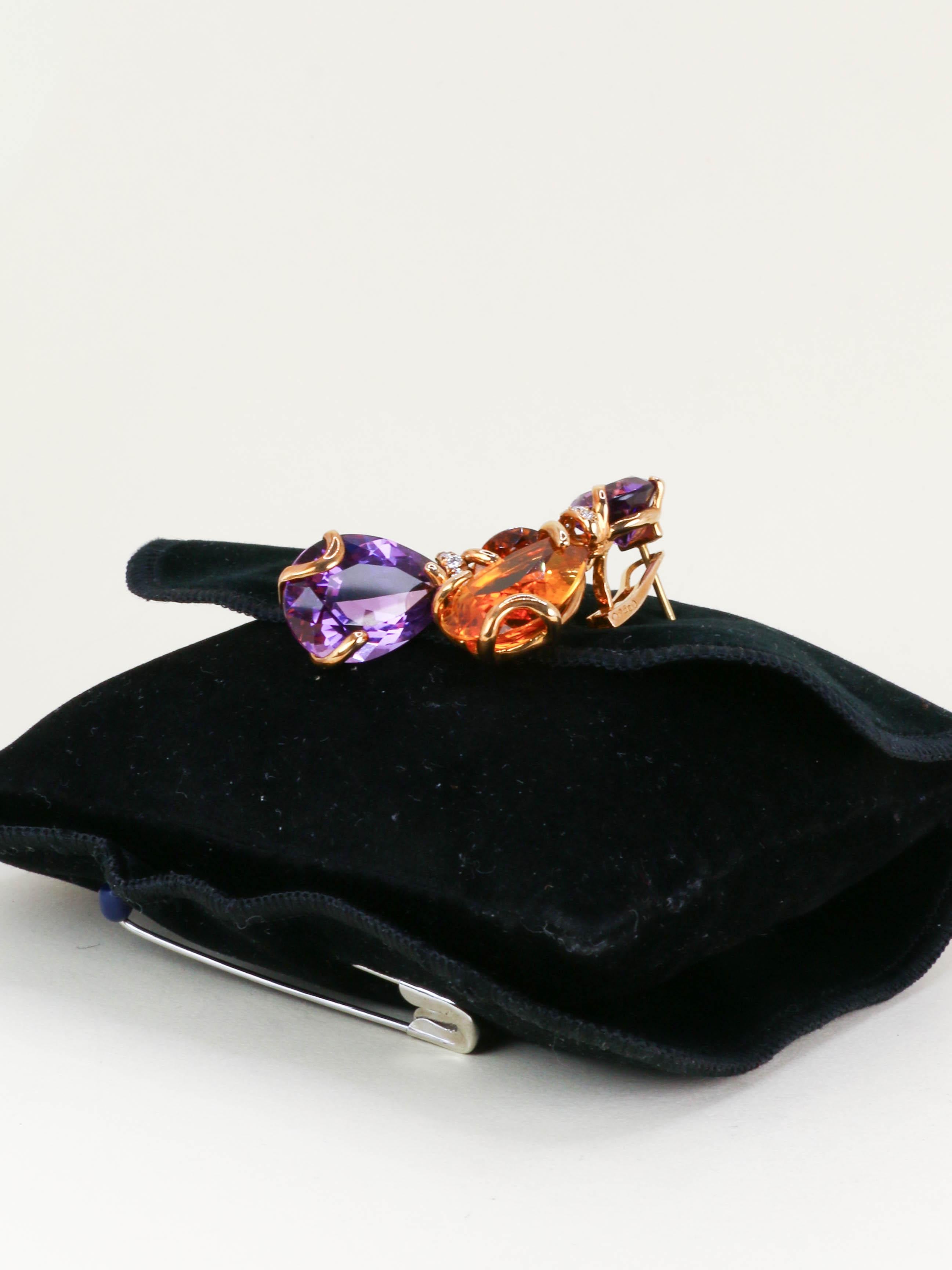 CHANEL Boucles d'oreilles "Venitien" amethyste citrine diamant
