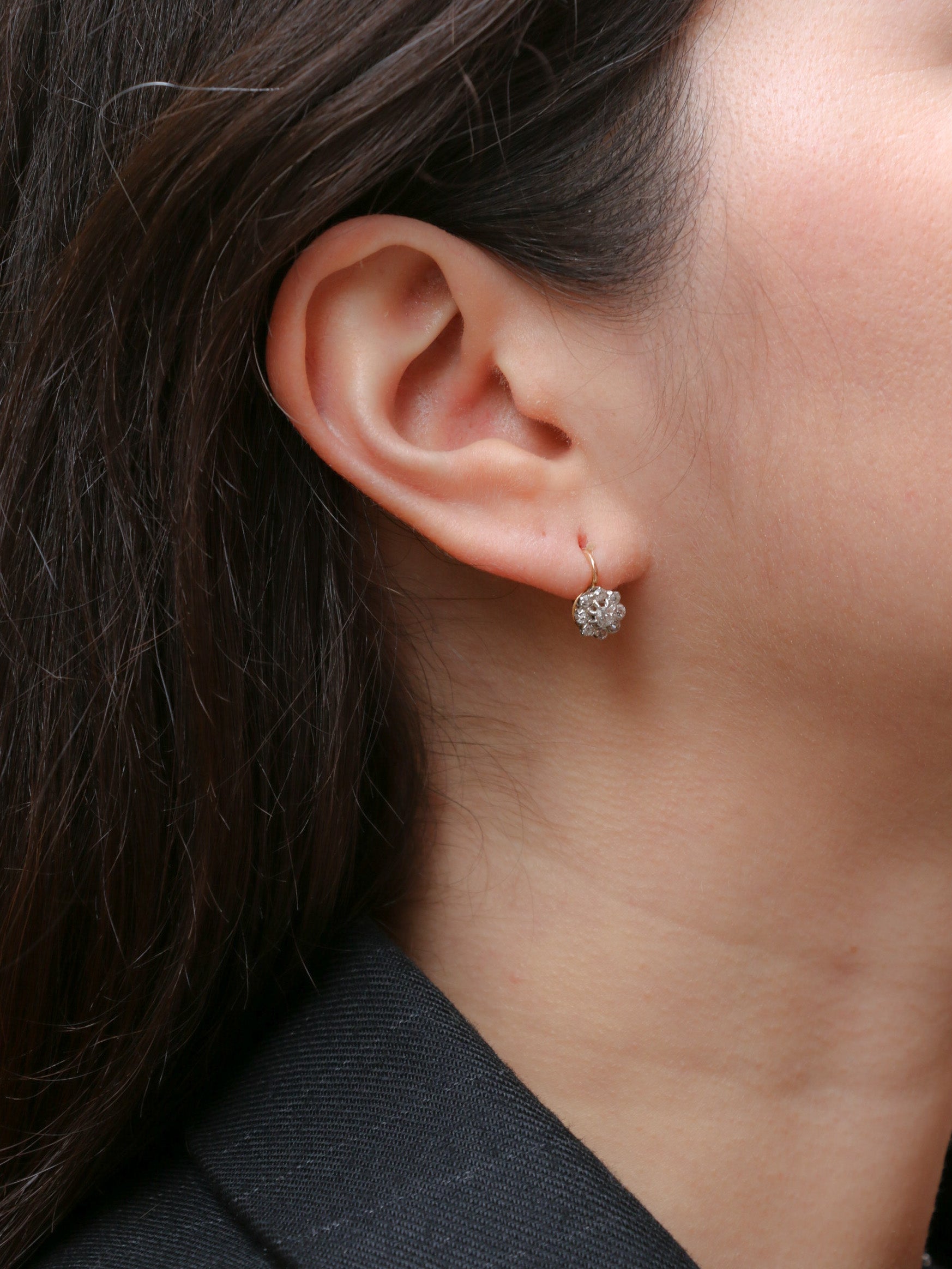 Dormeuses en or et diamants taille ancienne