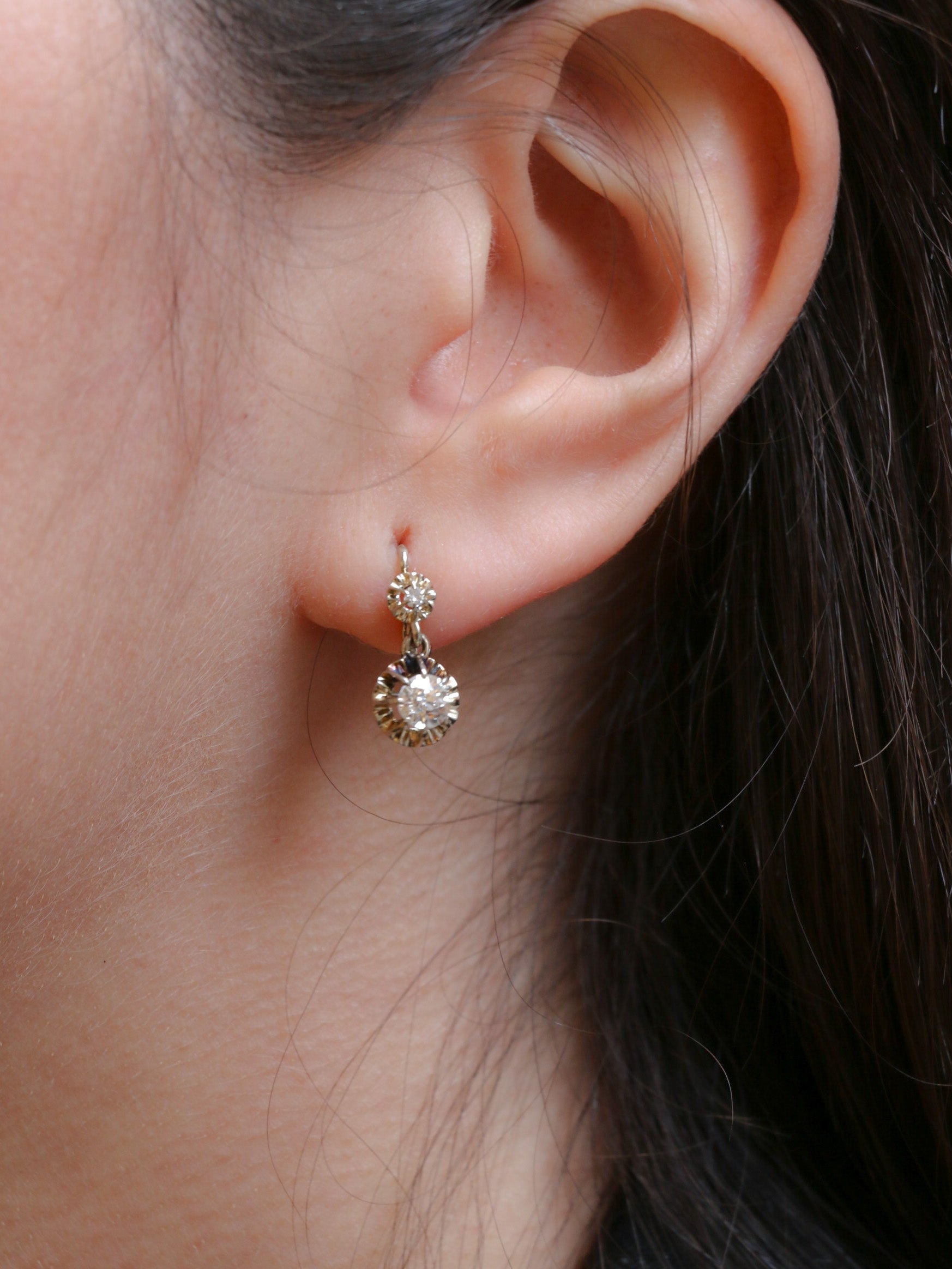 Dormeuses en or et diamants taille ancienne