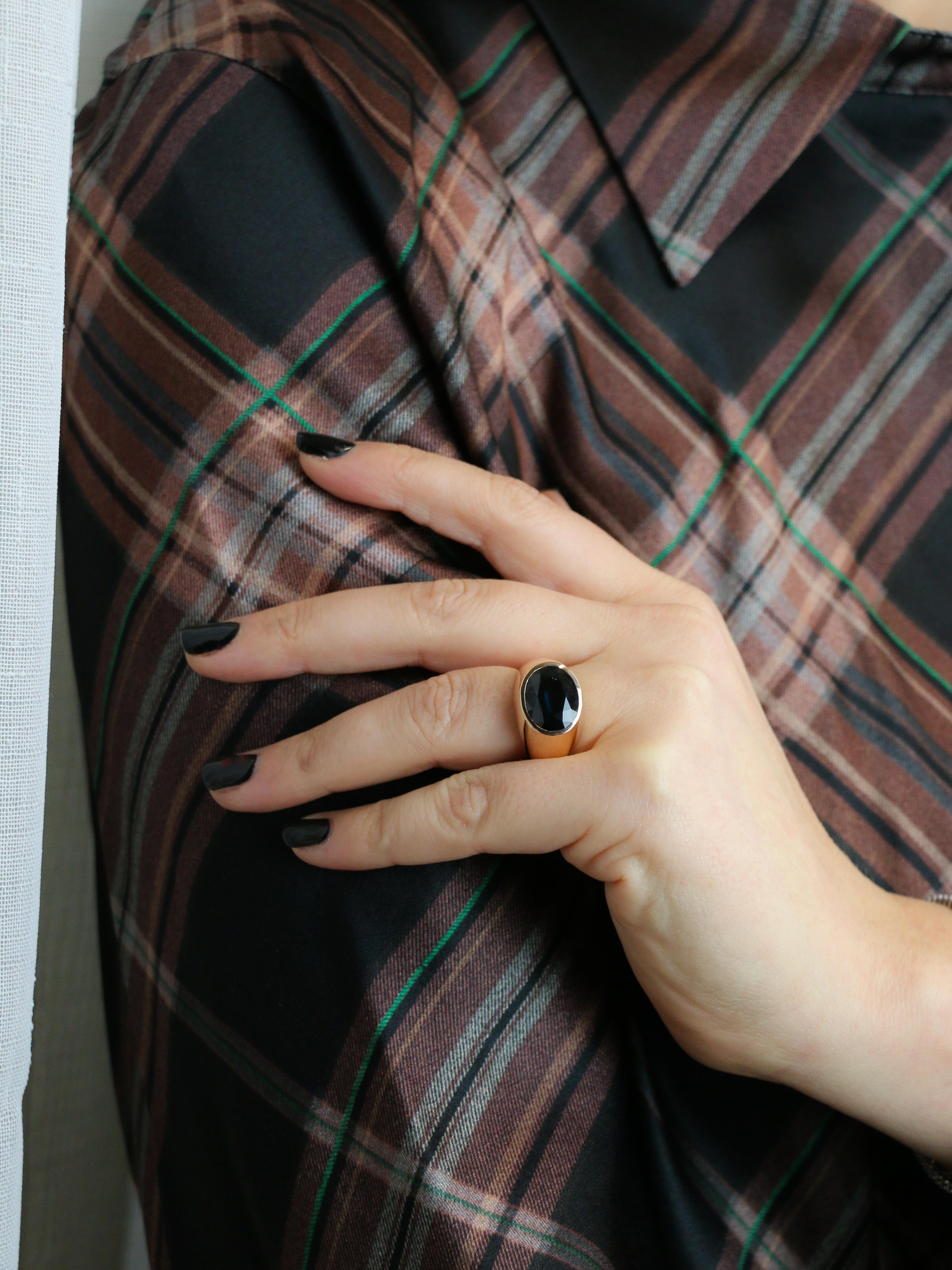 Bague cocktail or jaune saphir ovale