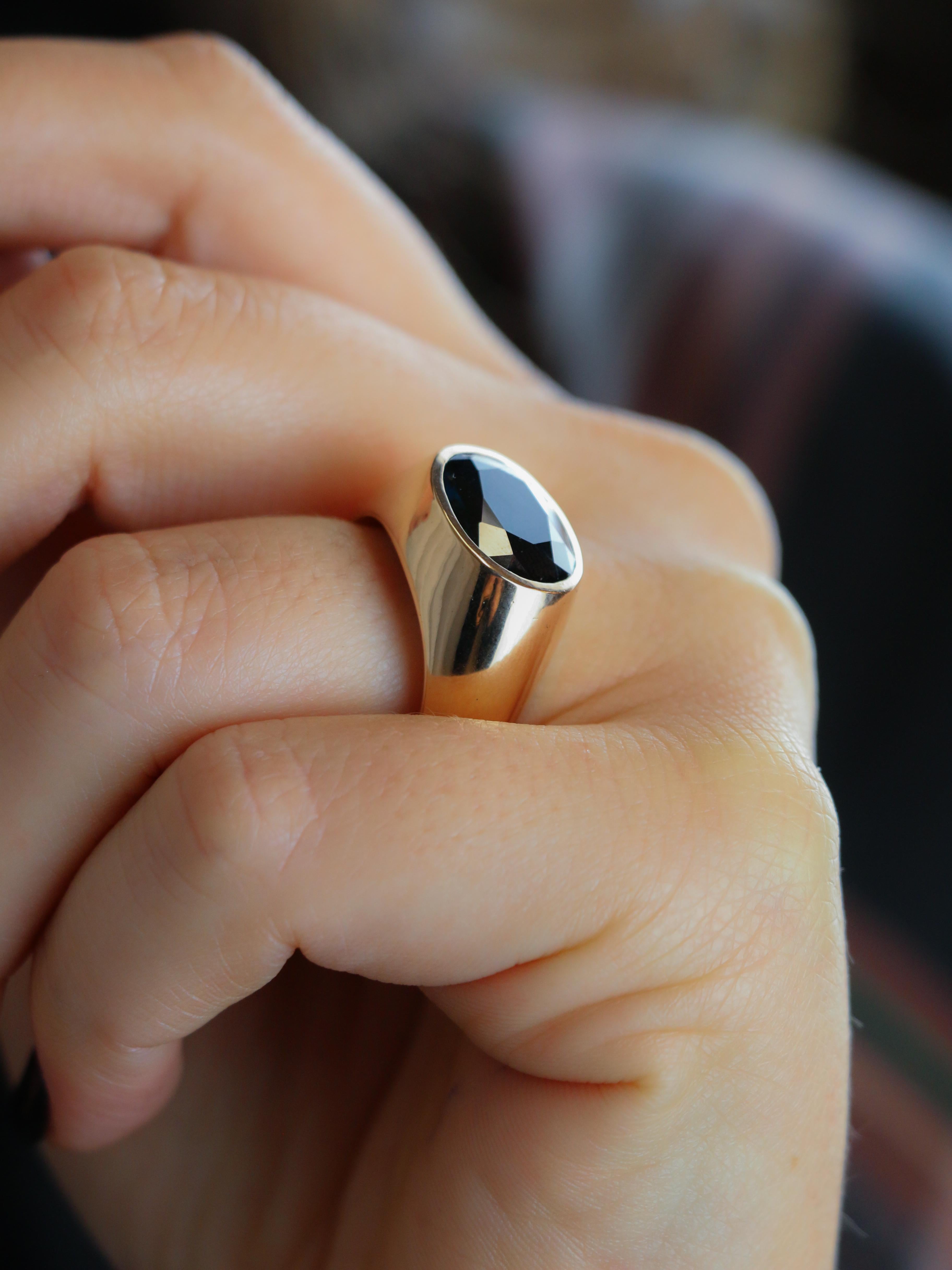 Bague cocktail or jaune saphir ovale