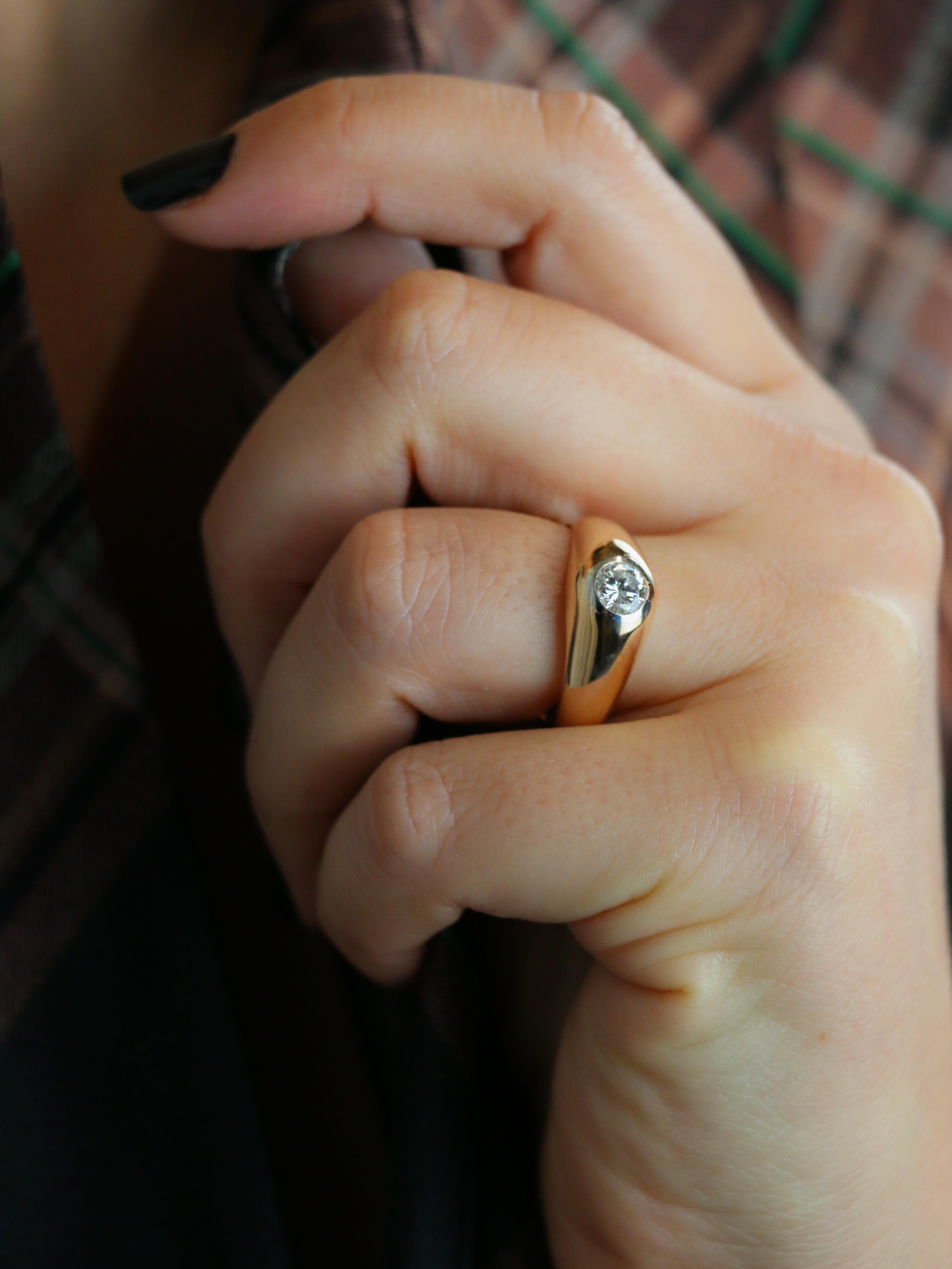 Bague jonc vintage or jaune diamant
