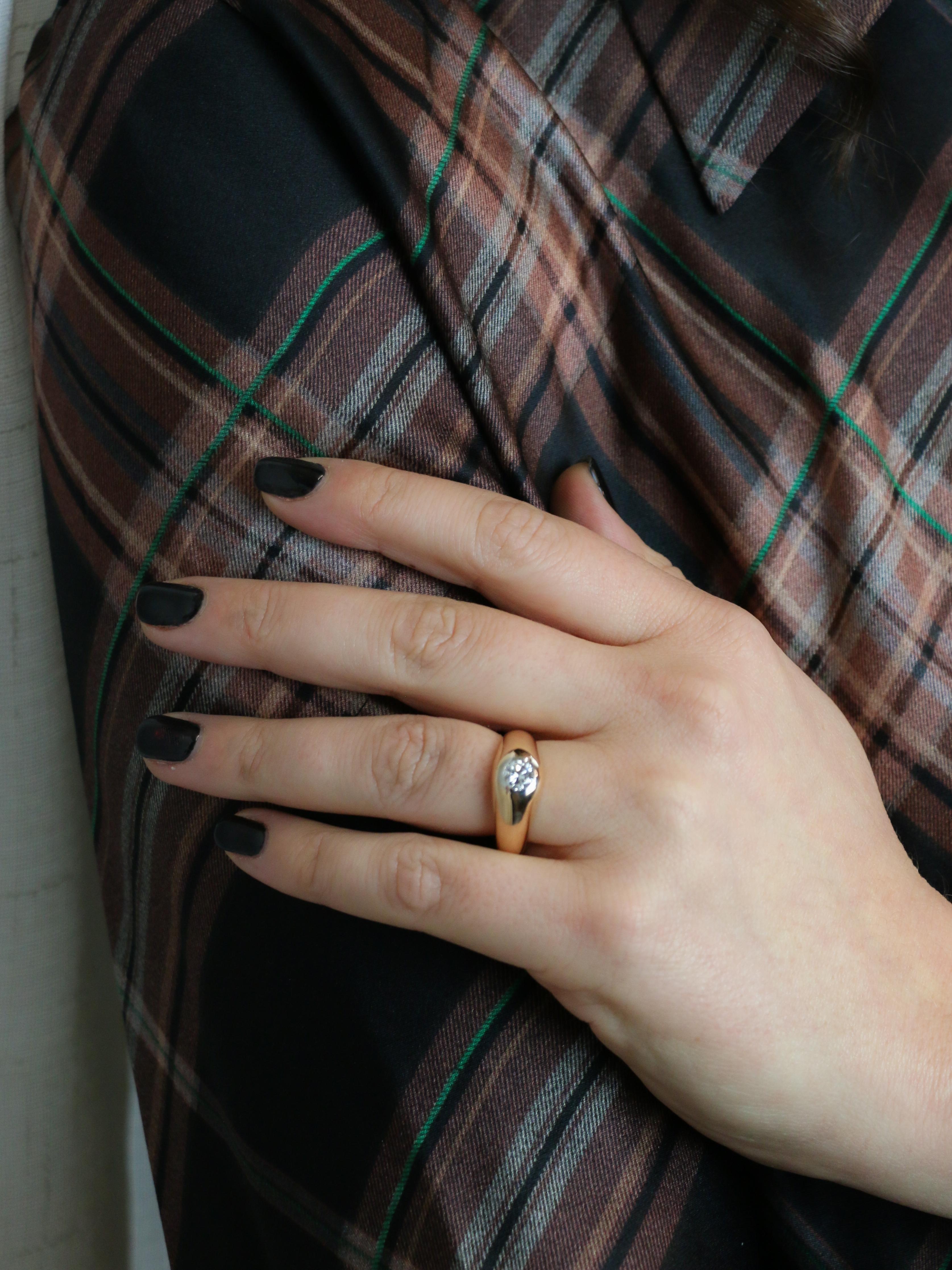 Bague jonc vintage or jaune diamant