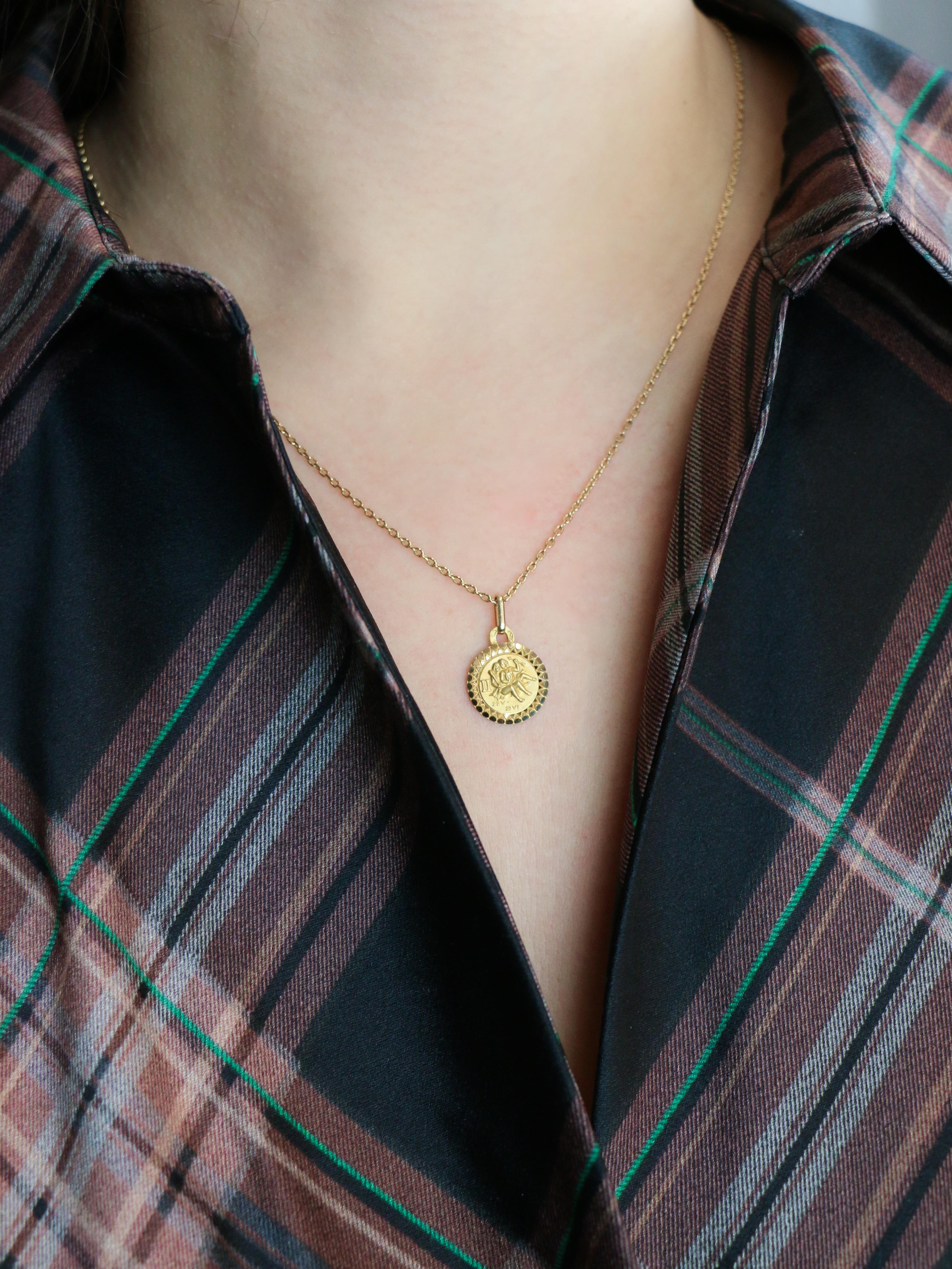 PERROUD Pendentif vintage signe du zodiaque Gémeaux or jaune