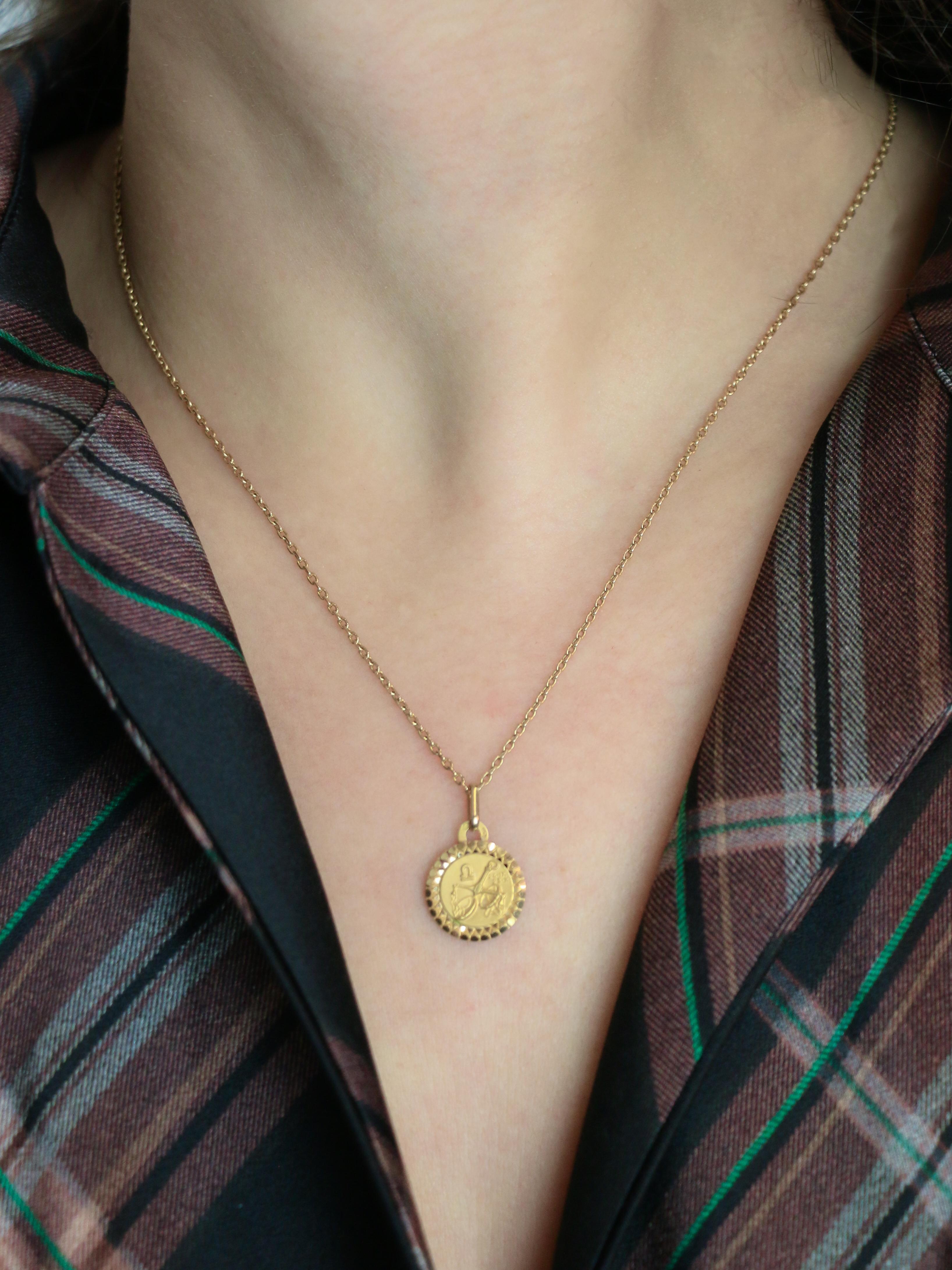 PERROUD Pendentif vintage signe du zodiaque Balance or jaune